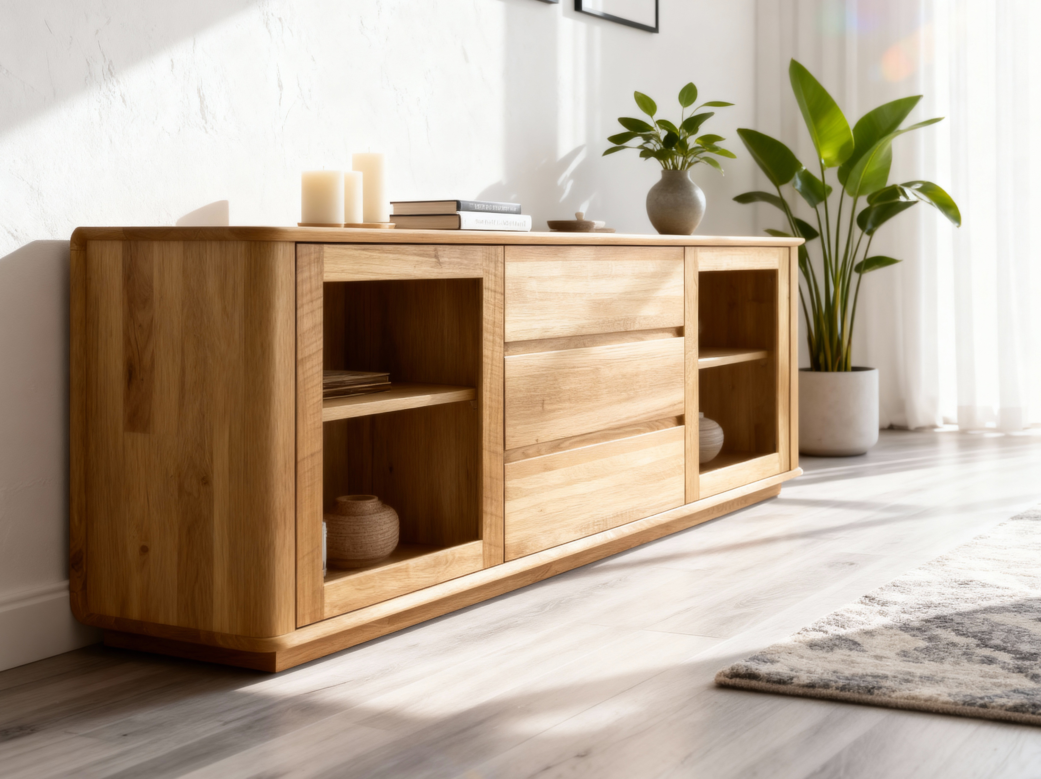 Premium-Eichenkommode mit Türen und Schubladen