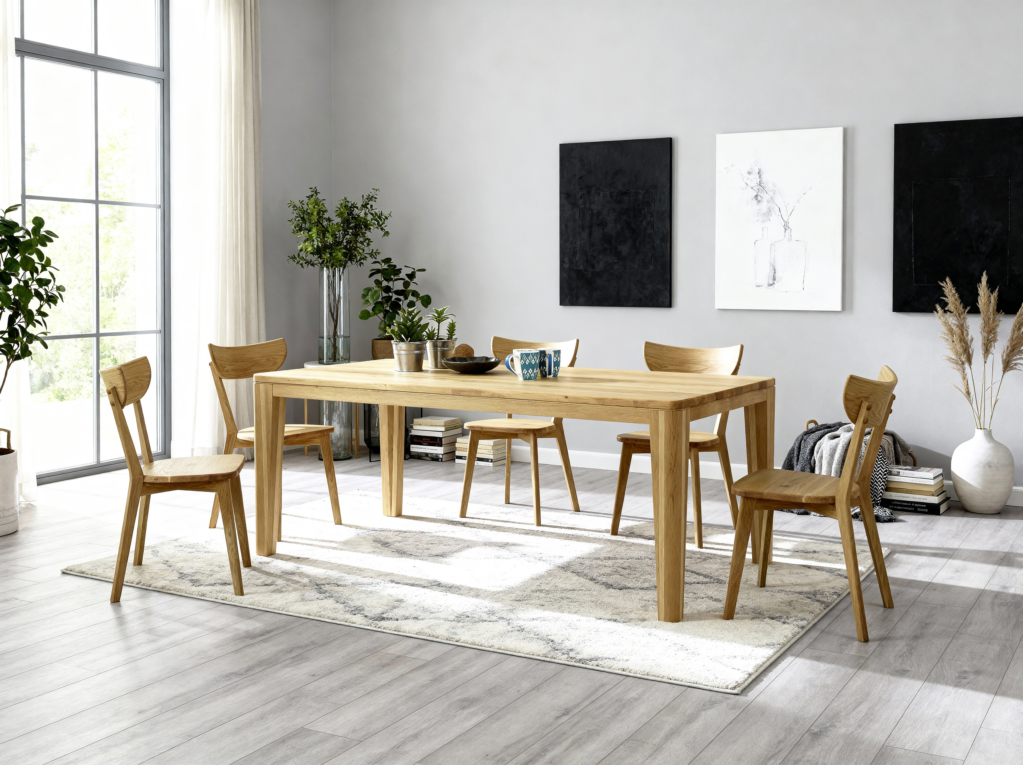 Jedálenský stôl York a stolička Eva z dubového masívu