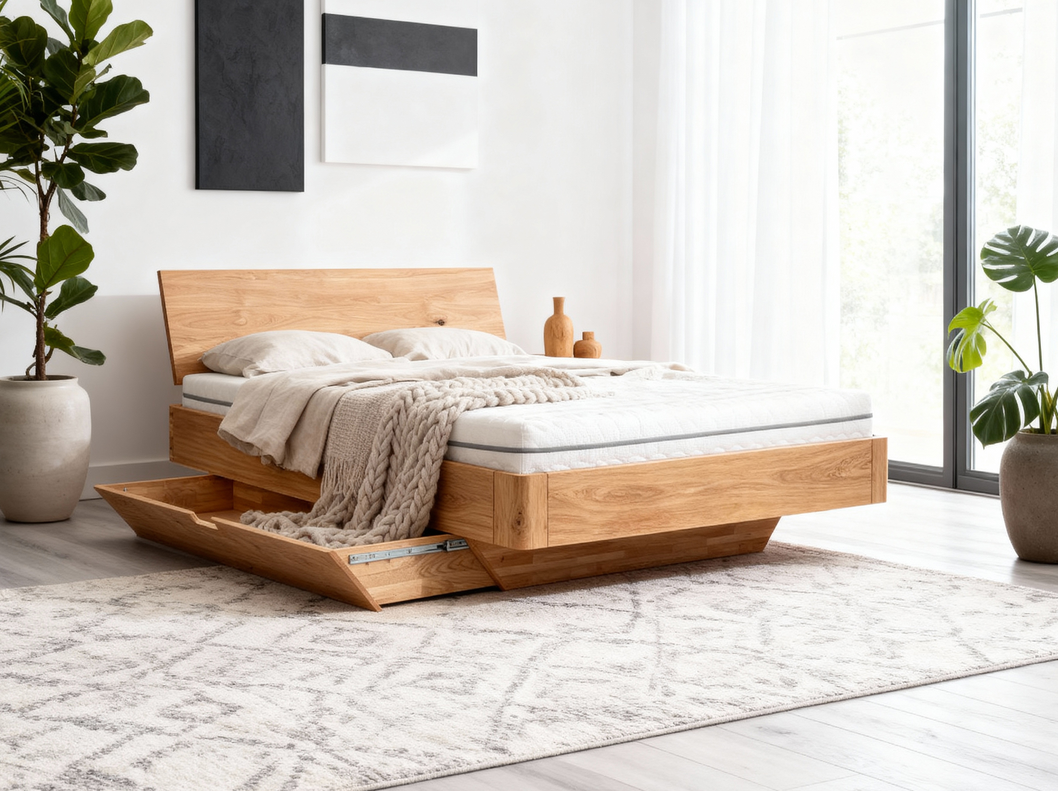 Eichenbett mit Stauraum