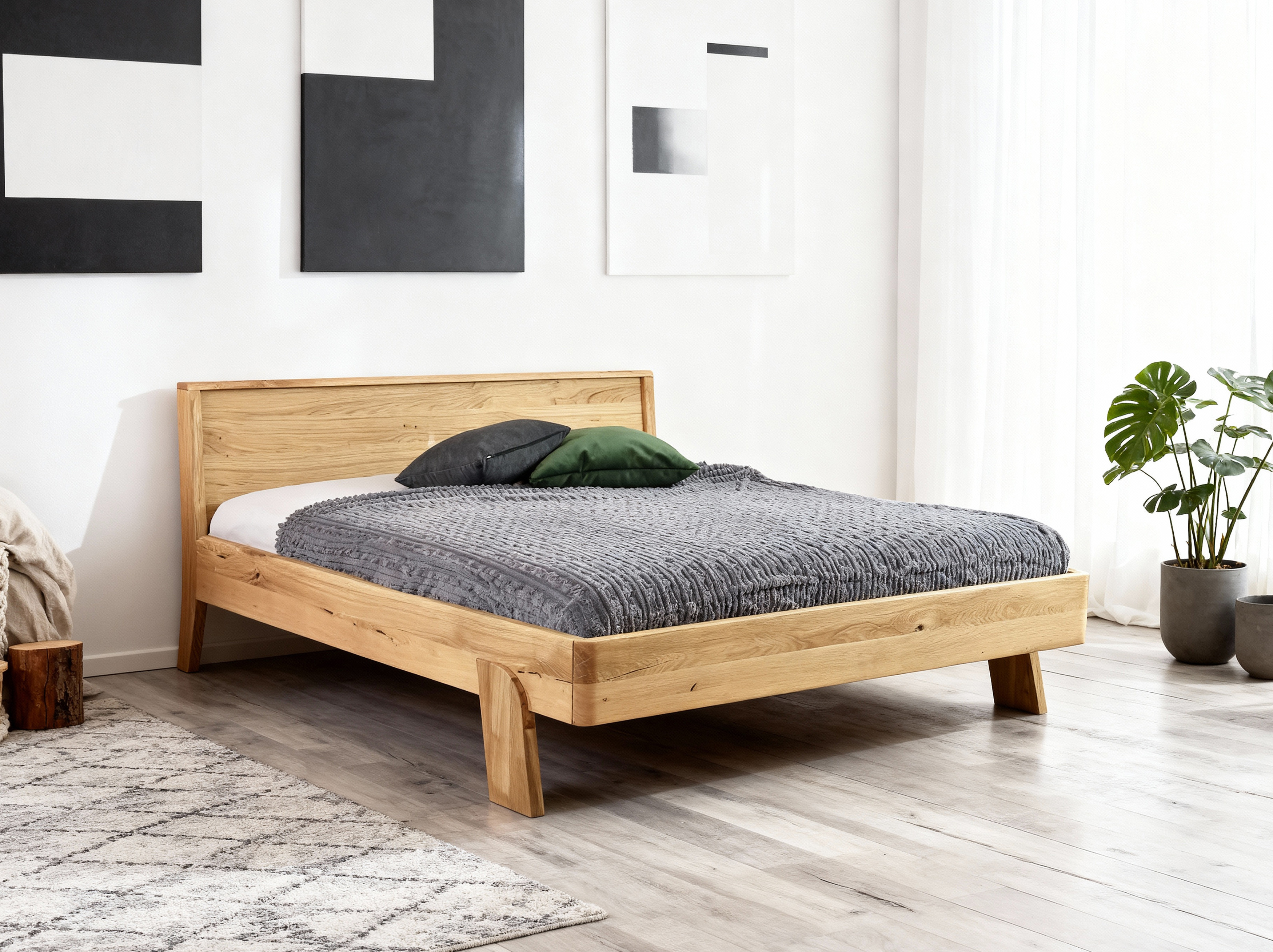 Doppelbett aus massivem Eichenholz, Siena