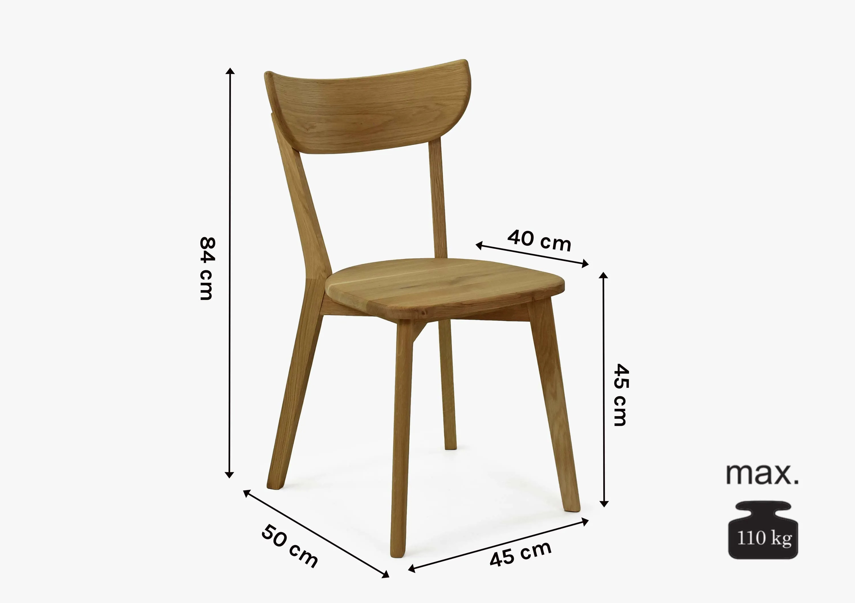 Detail dubového stola a stoličiek EVA