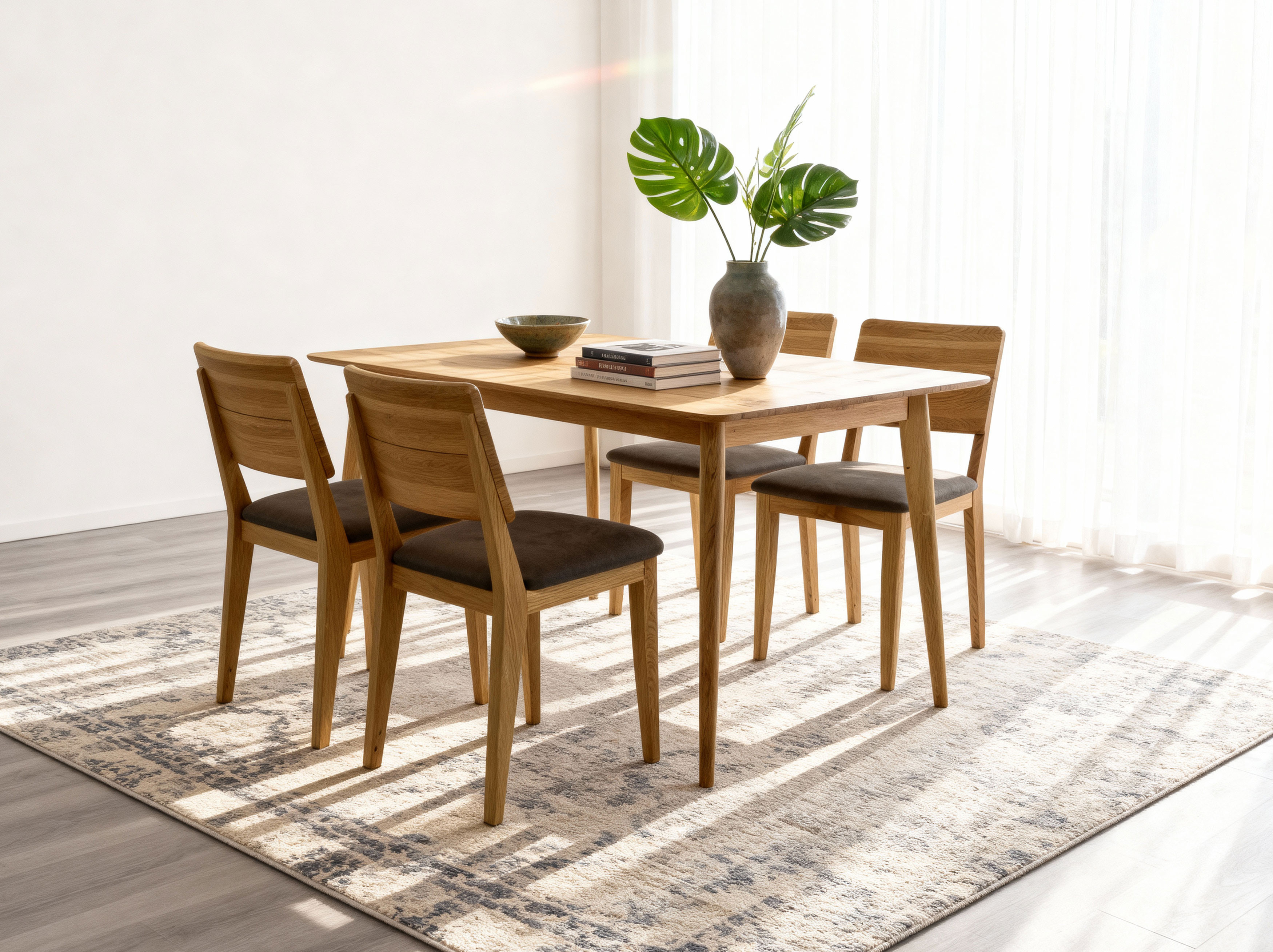 Set Tisch 120 x 80 cm und 4 Stühle für das Esszimmer