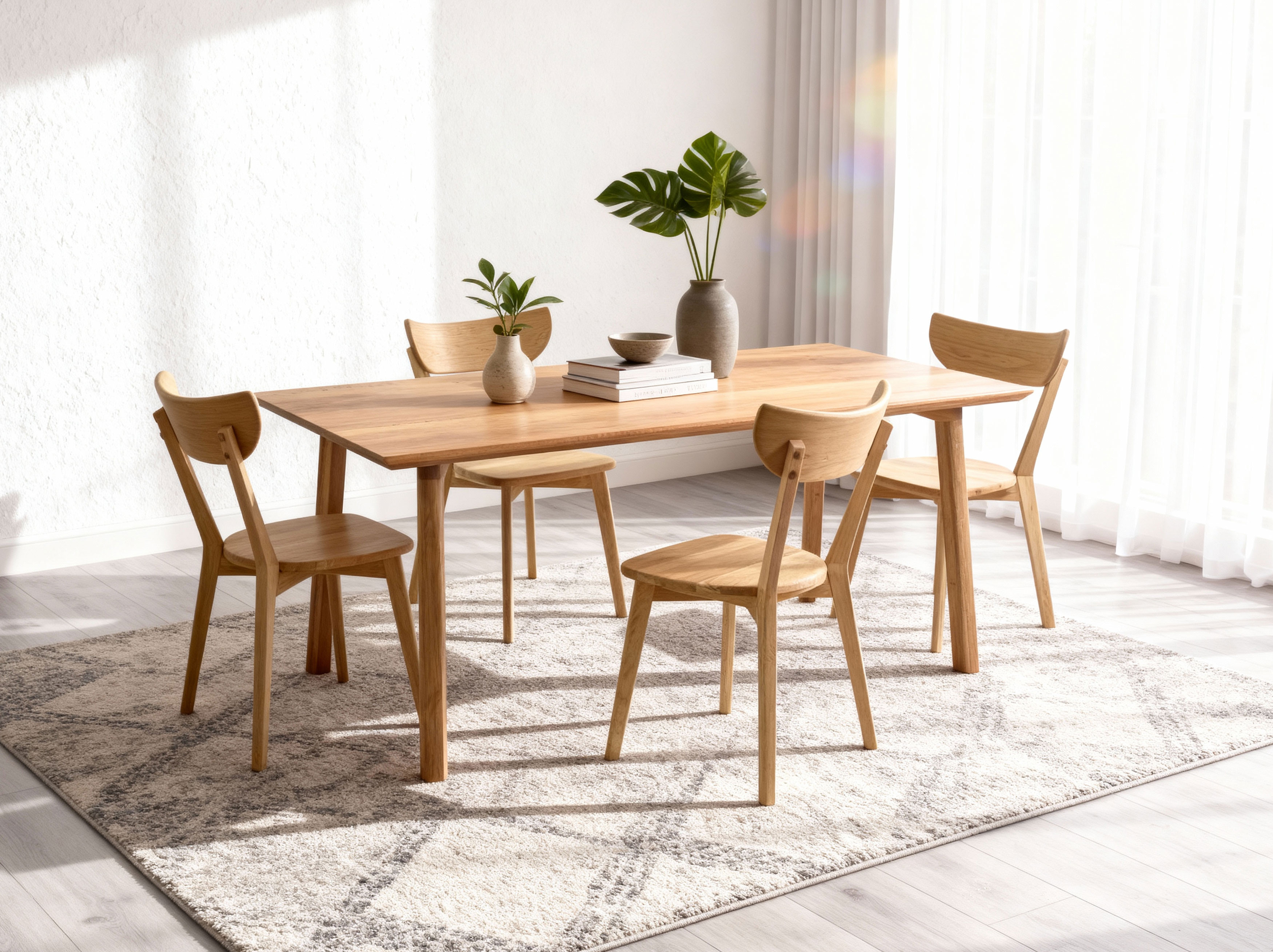 Holztisch Emily und Holzstühle Eva Set