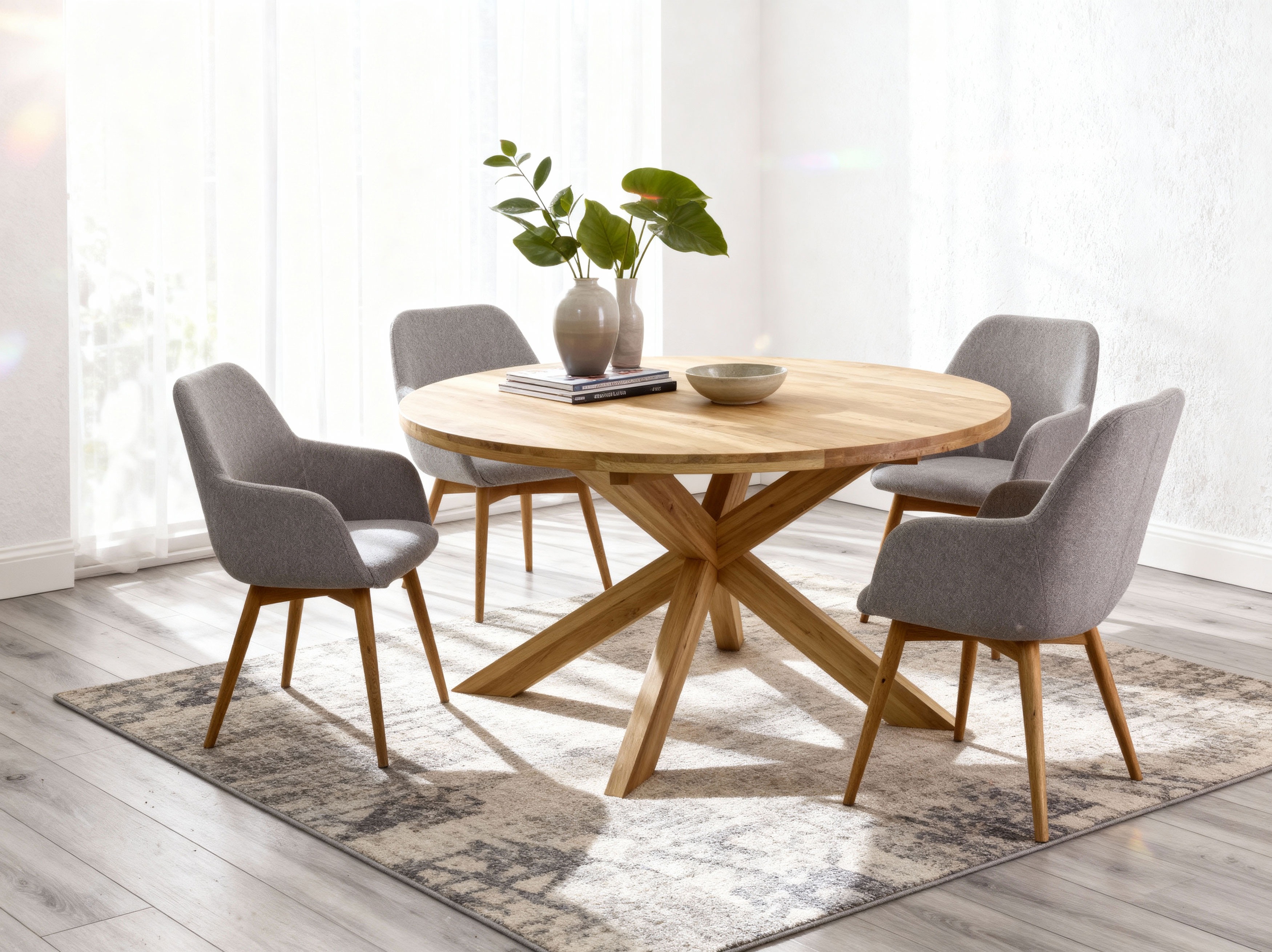 Súprava okrúhly stôl z masívu dub