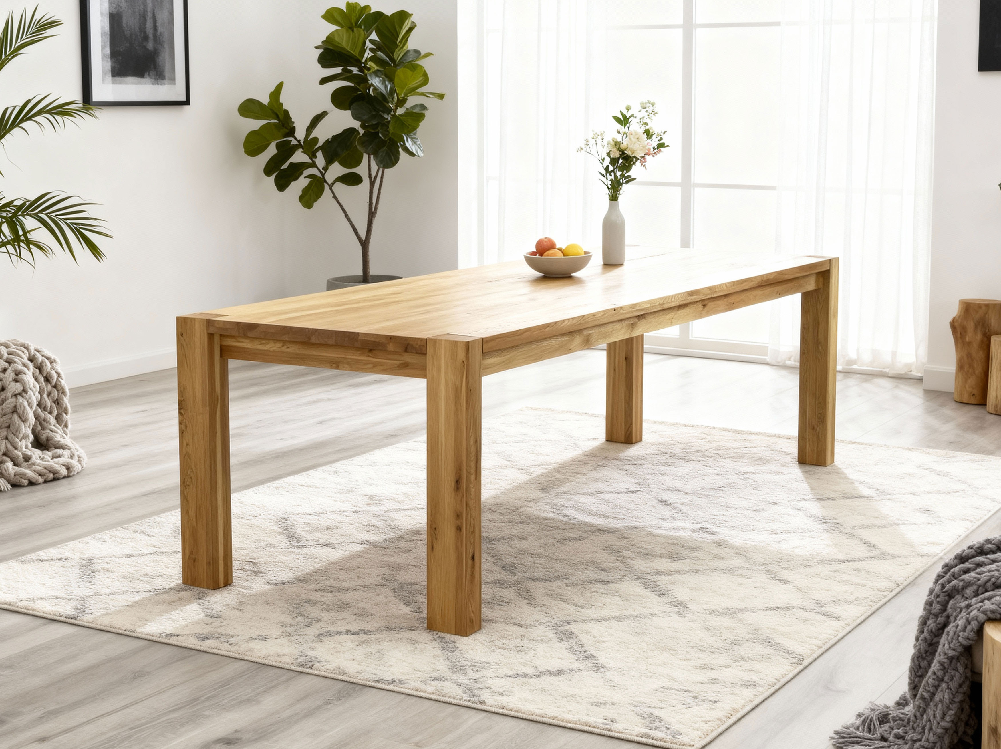 Massiver Eichen-Esstisch im Interieur