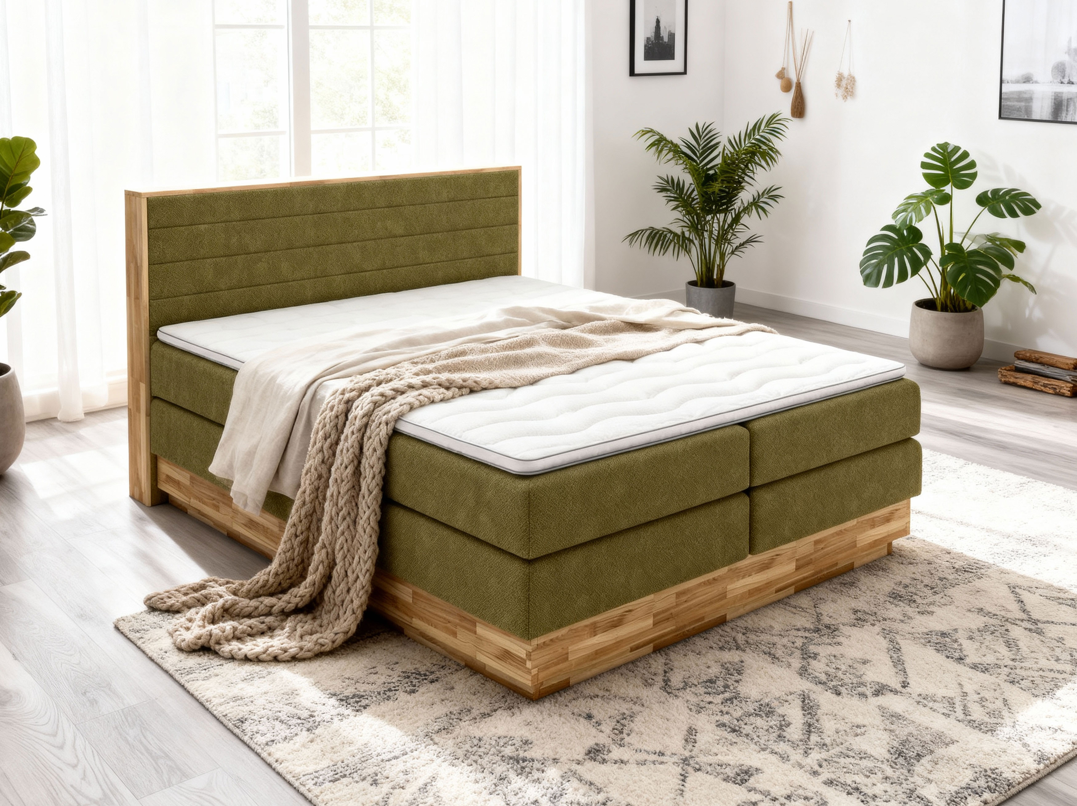 Luxusná Boxspring posteľ masív dub
