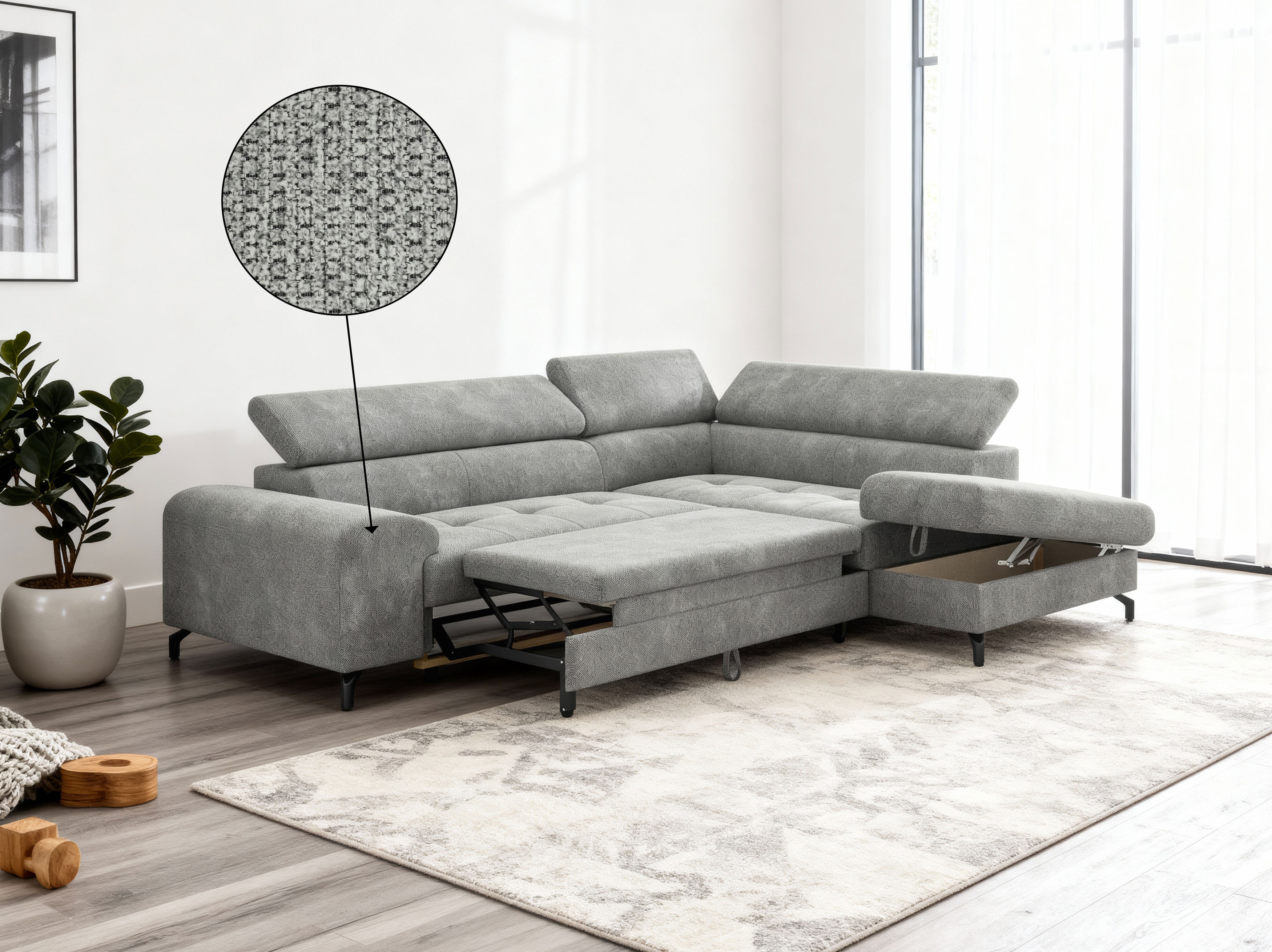 Detail rohové sedačky