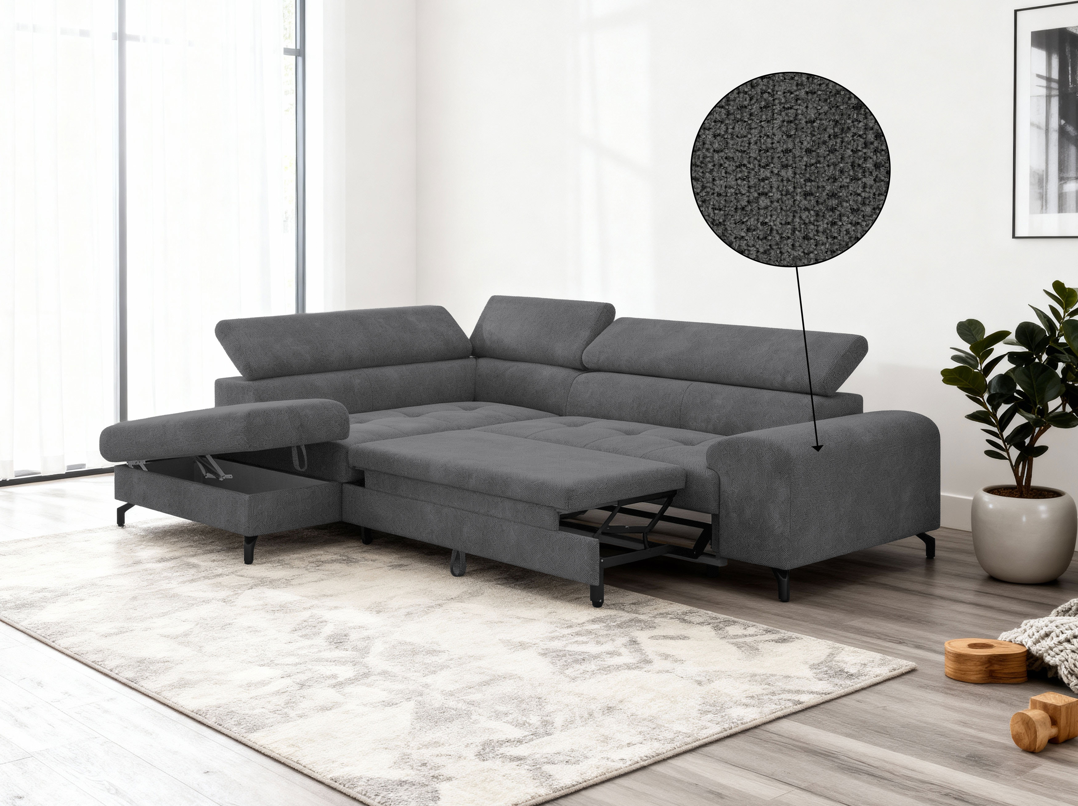 Detail rohové sedačky