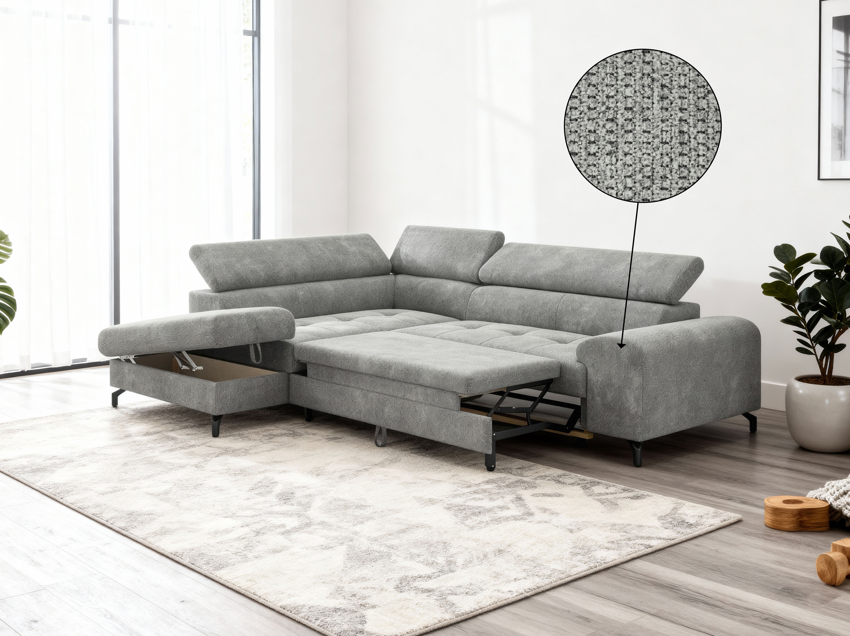 Detail rohové sedačky