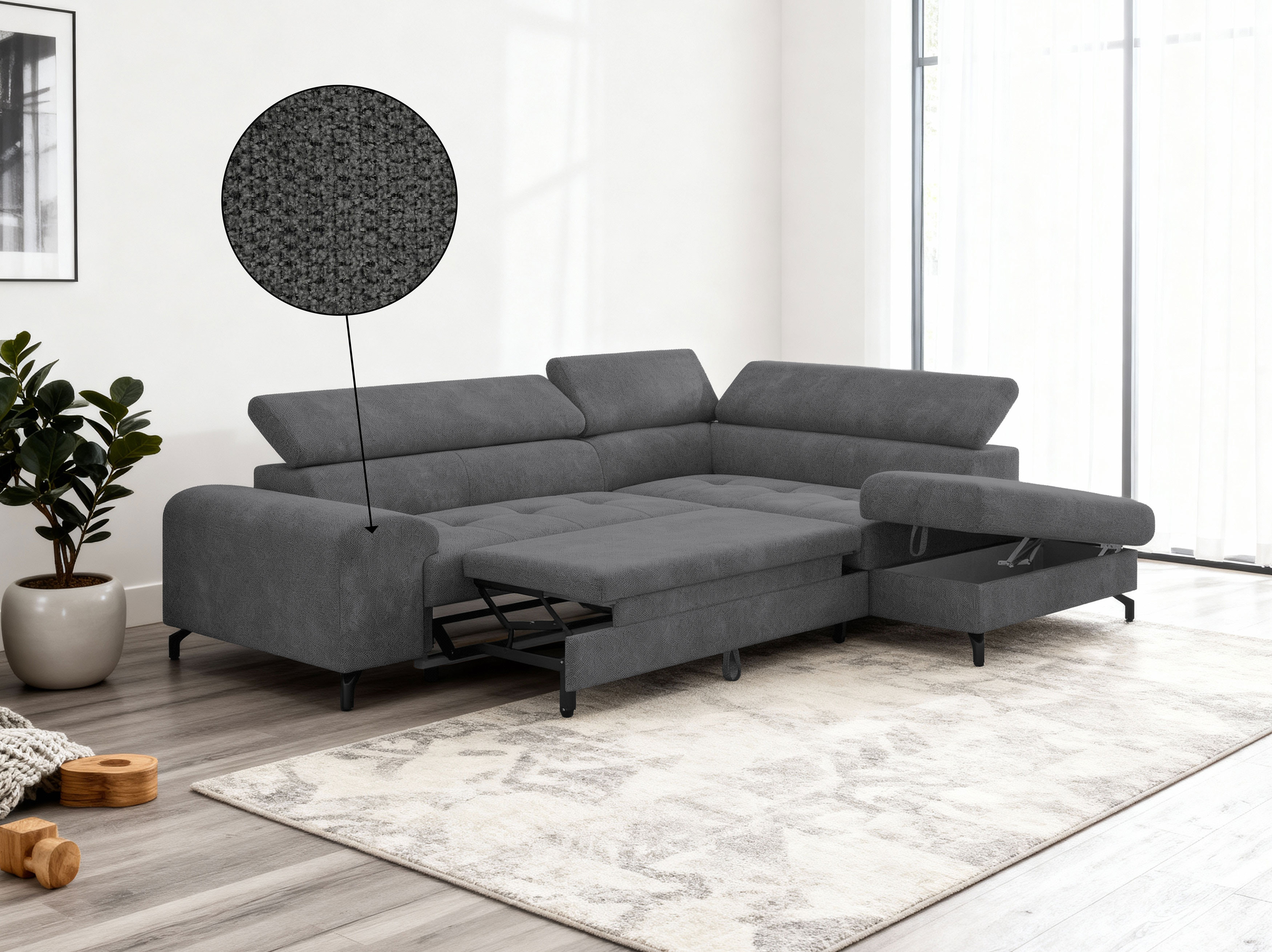 Detail rohové sedačky