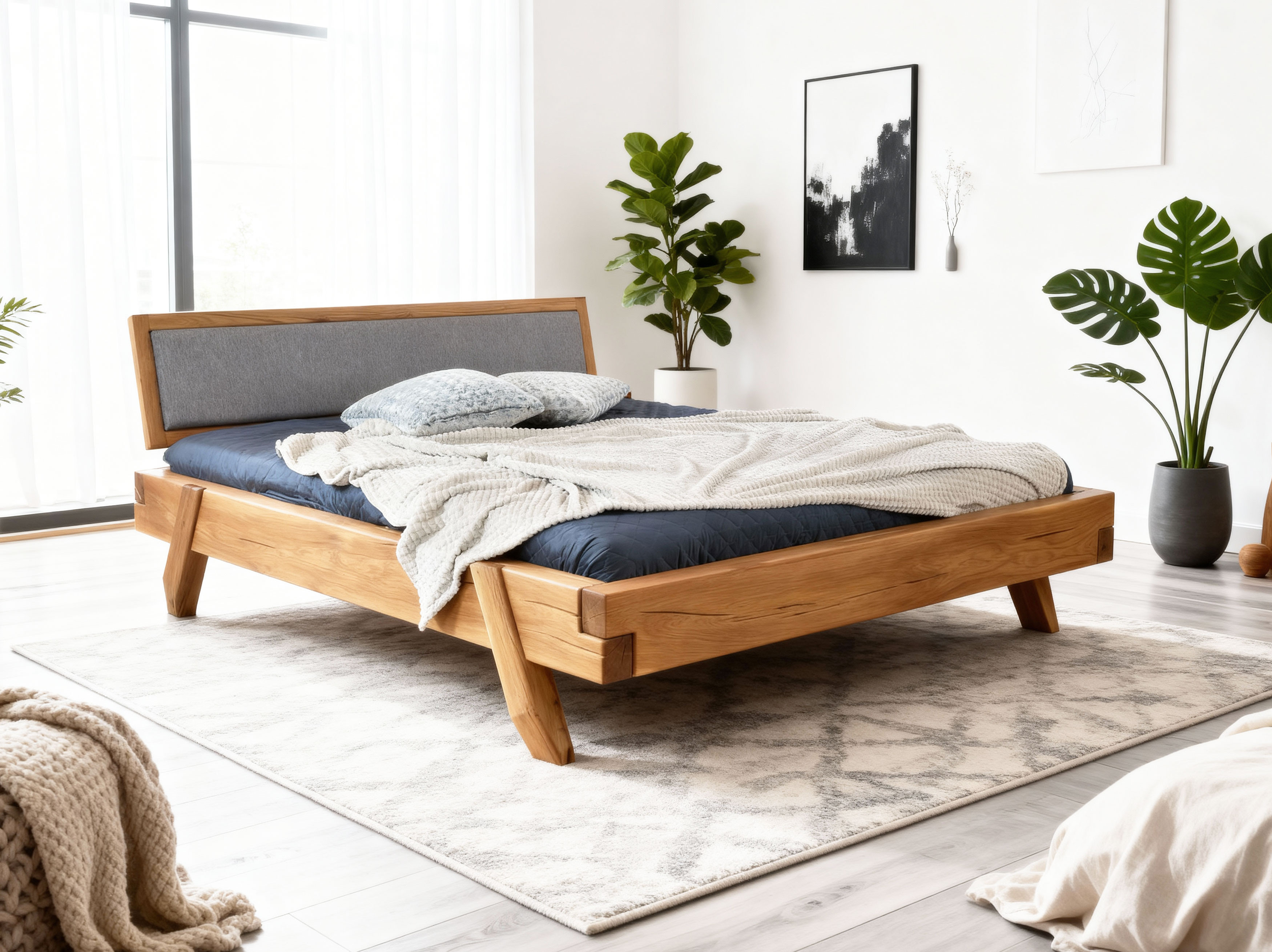 Luxusbett aus Eichenbalken, Doppelbett Spider