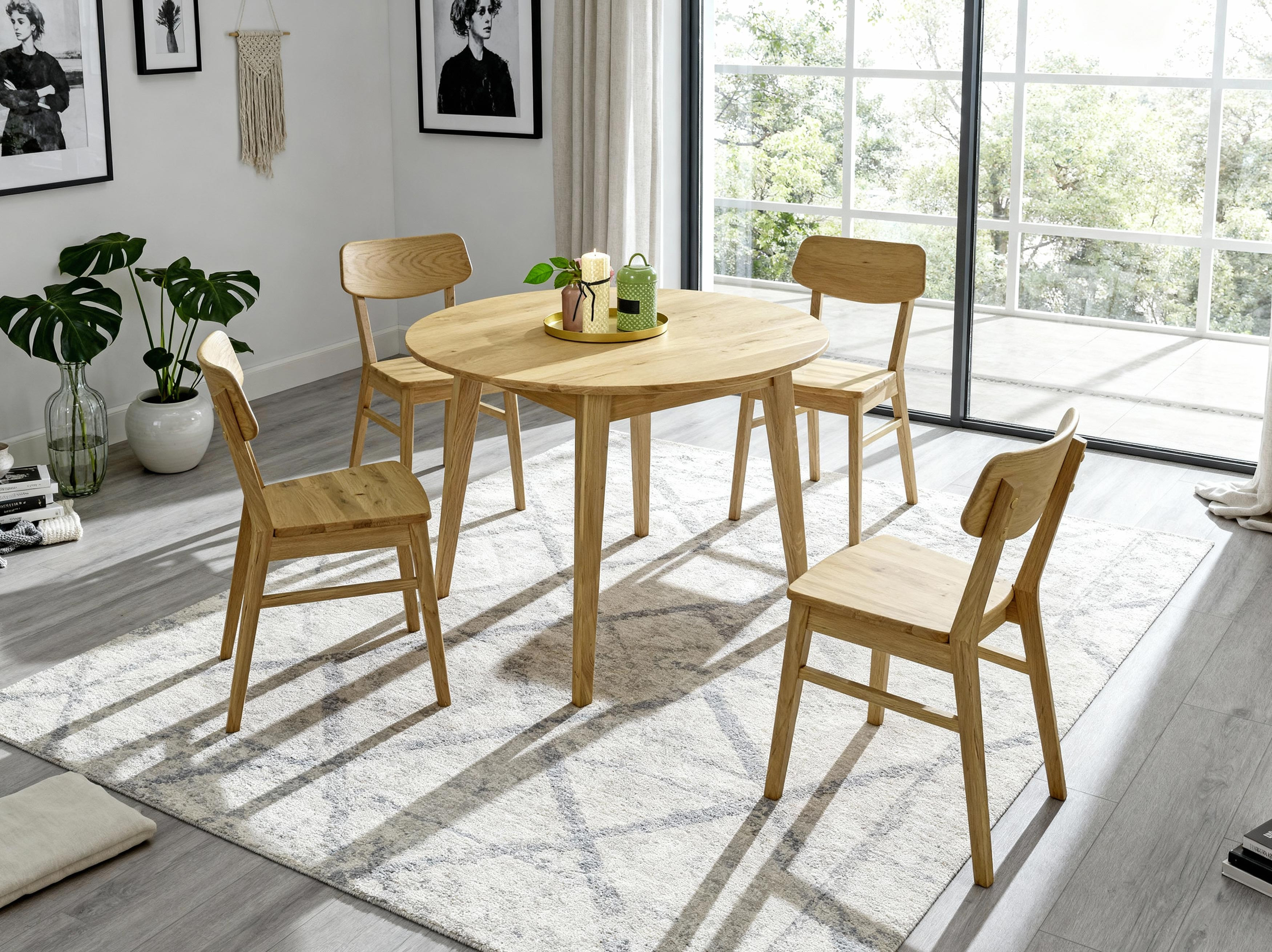 Jedálenská zostava Janov & Vilnus – dubový stôl a celodrevené stoličky