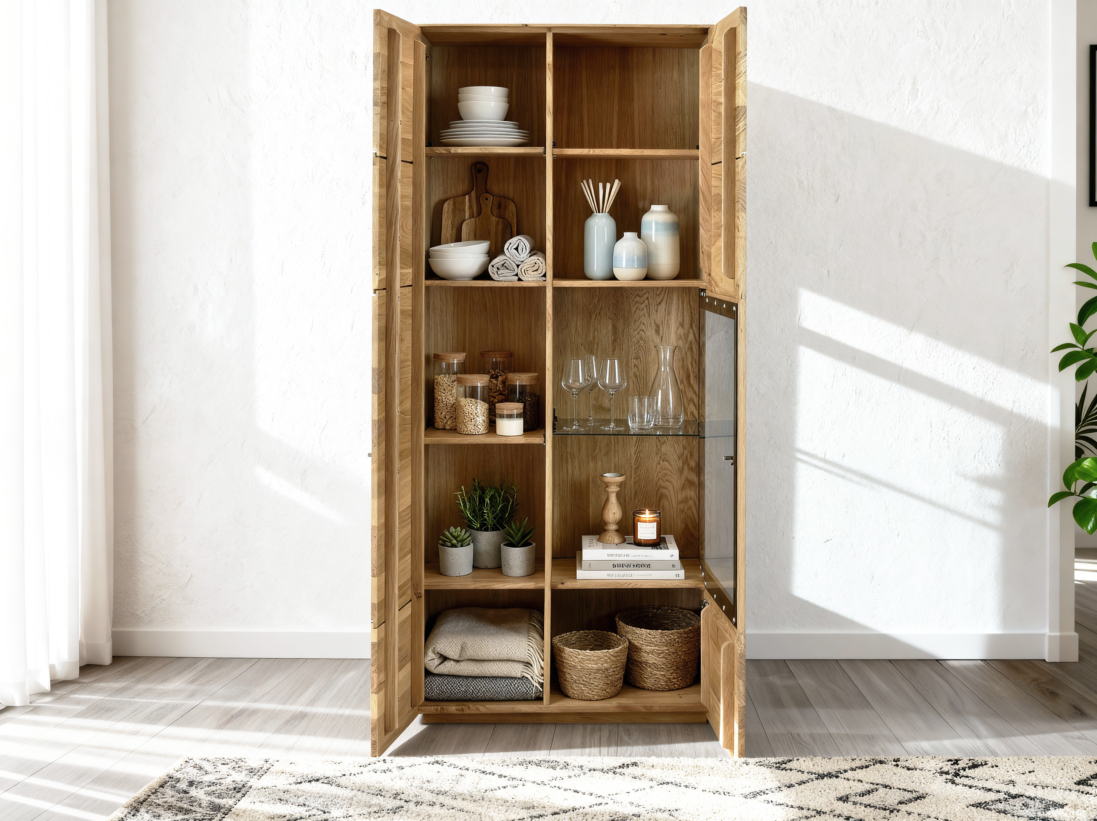 Eichenvitrine Bosco Details Verglasung