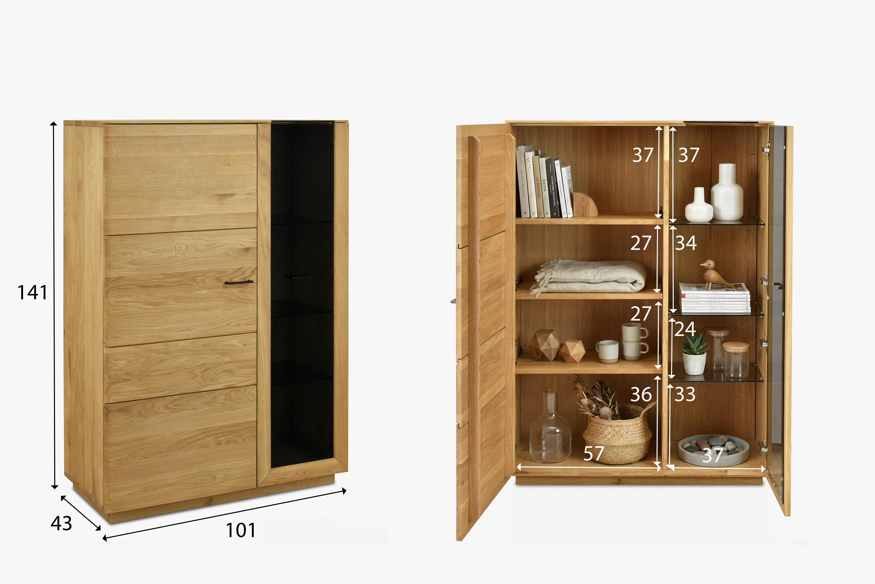 Kollektion Bosco Eichenvitrine für Esszimmer