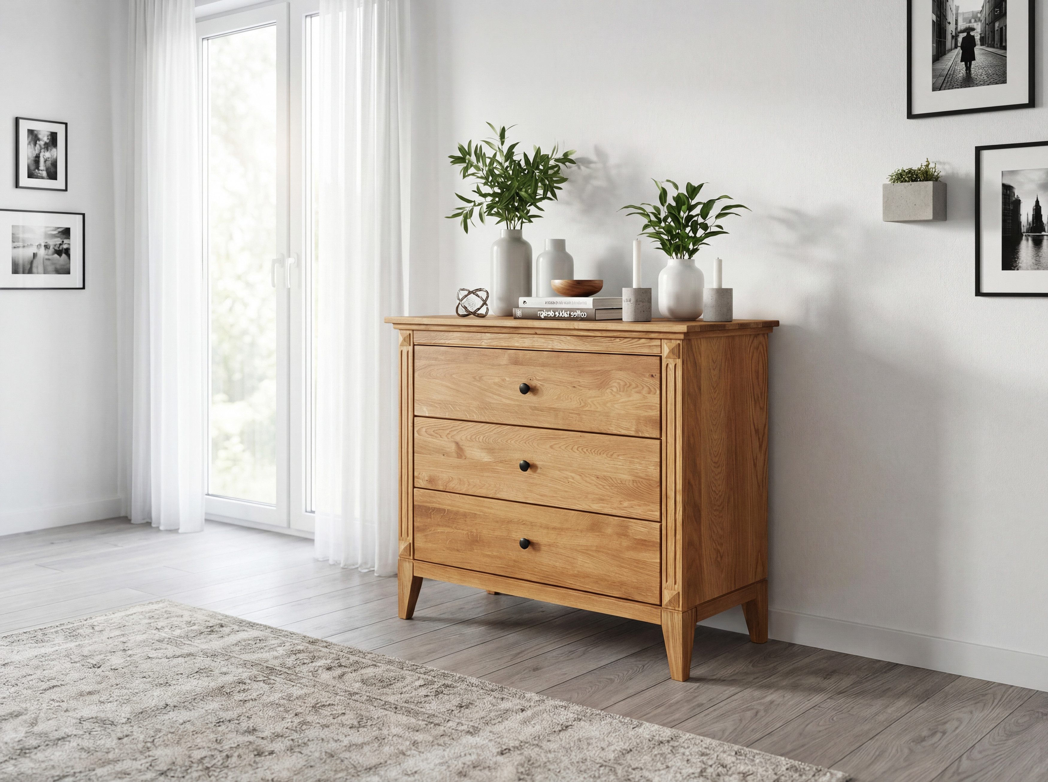 Gaja tölgyfa komód 100 cm fiókokkal