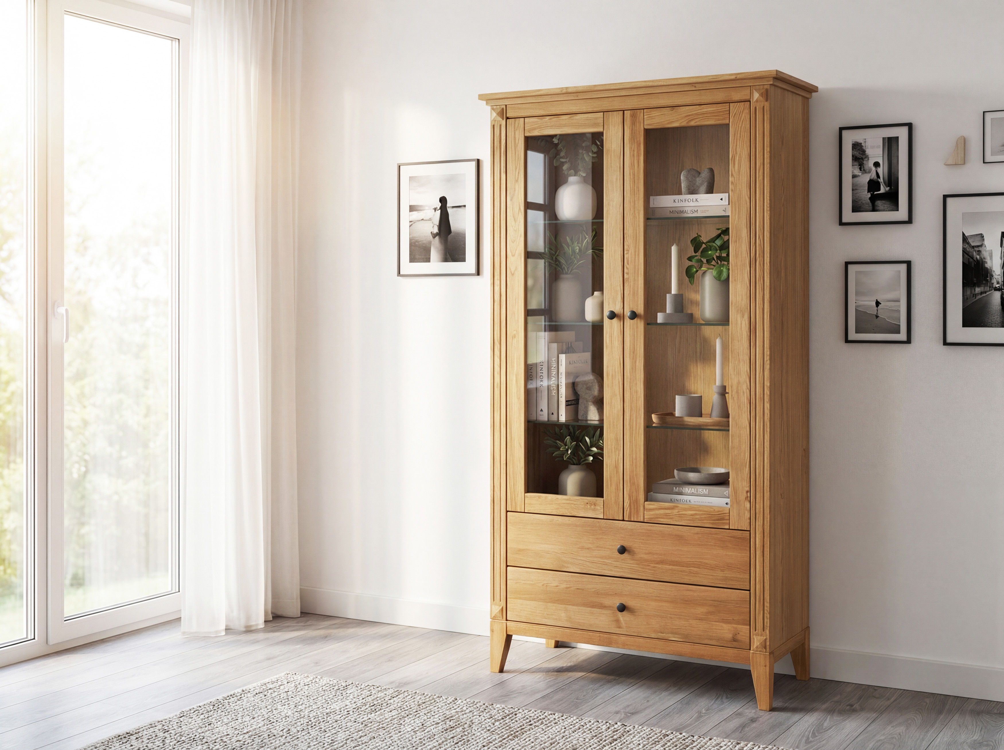 Verglaste Eiche-Vitrine Gaja Detail