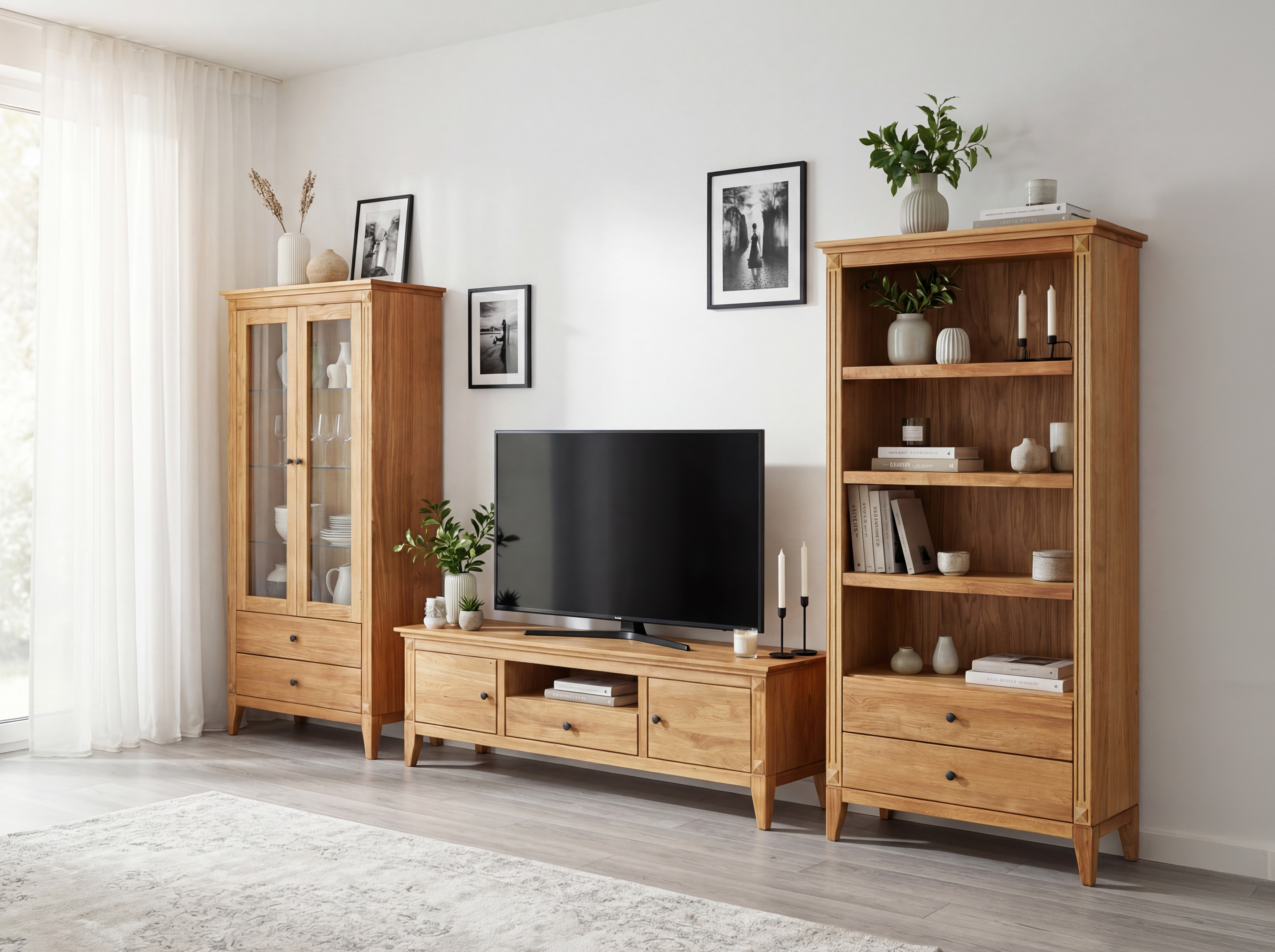 Eichenregal Gaja 100 cm mit Regalböden und Schubladen