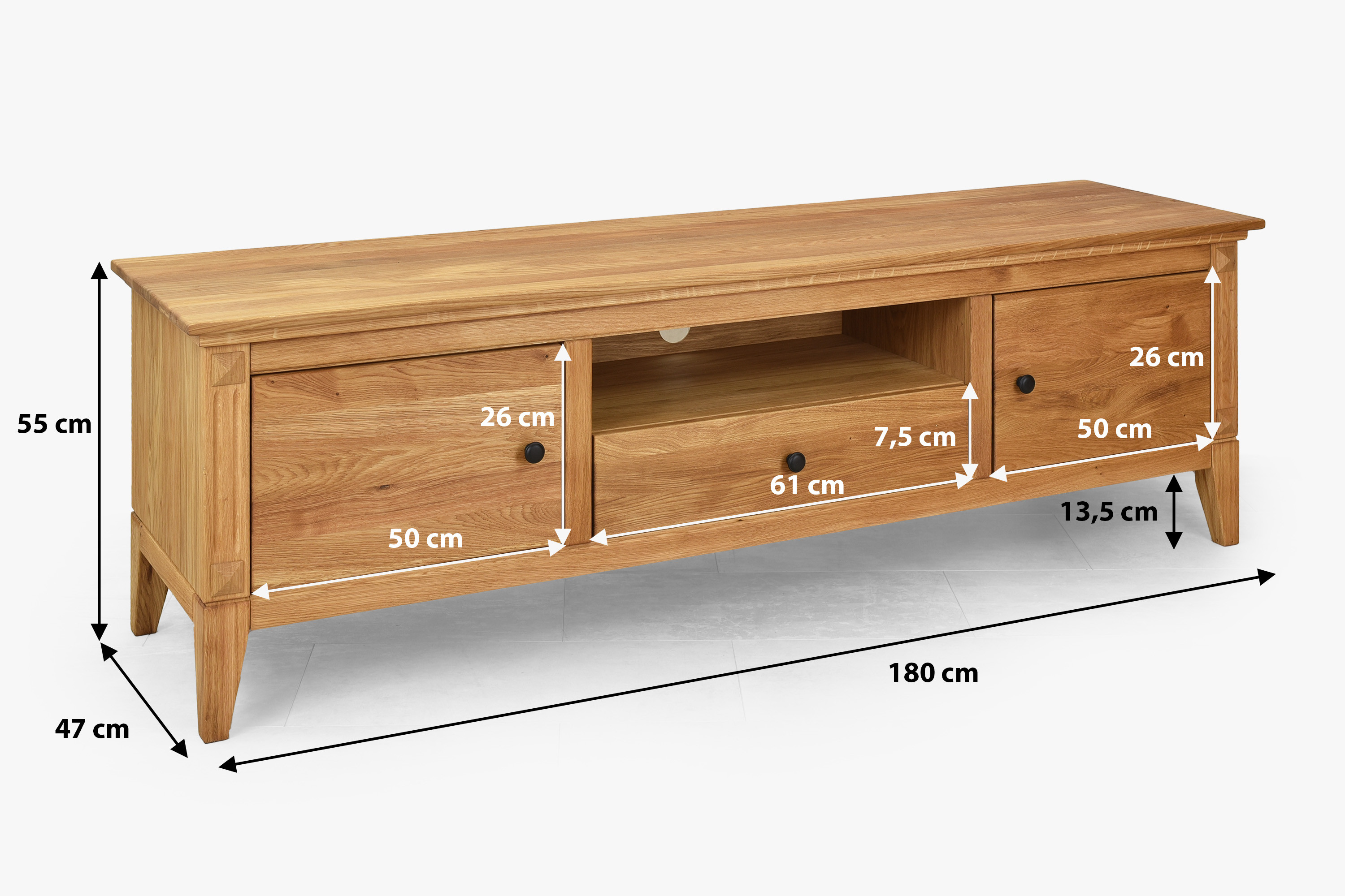 TV-Tisch aus Eiche Gaja im Interieur