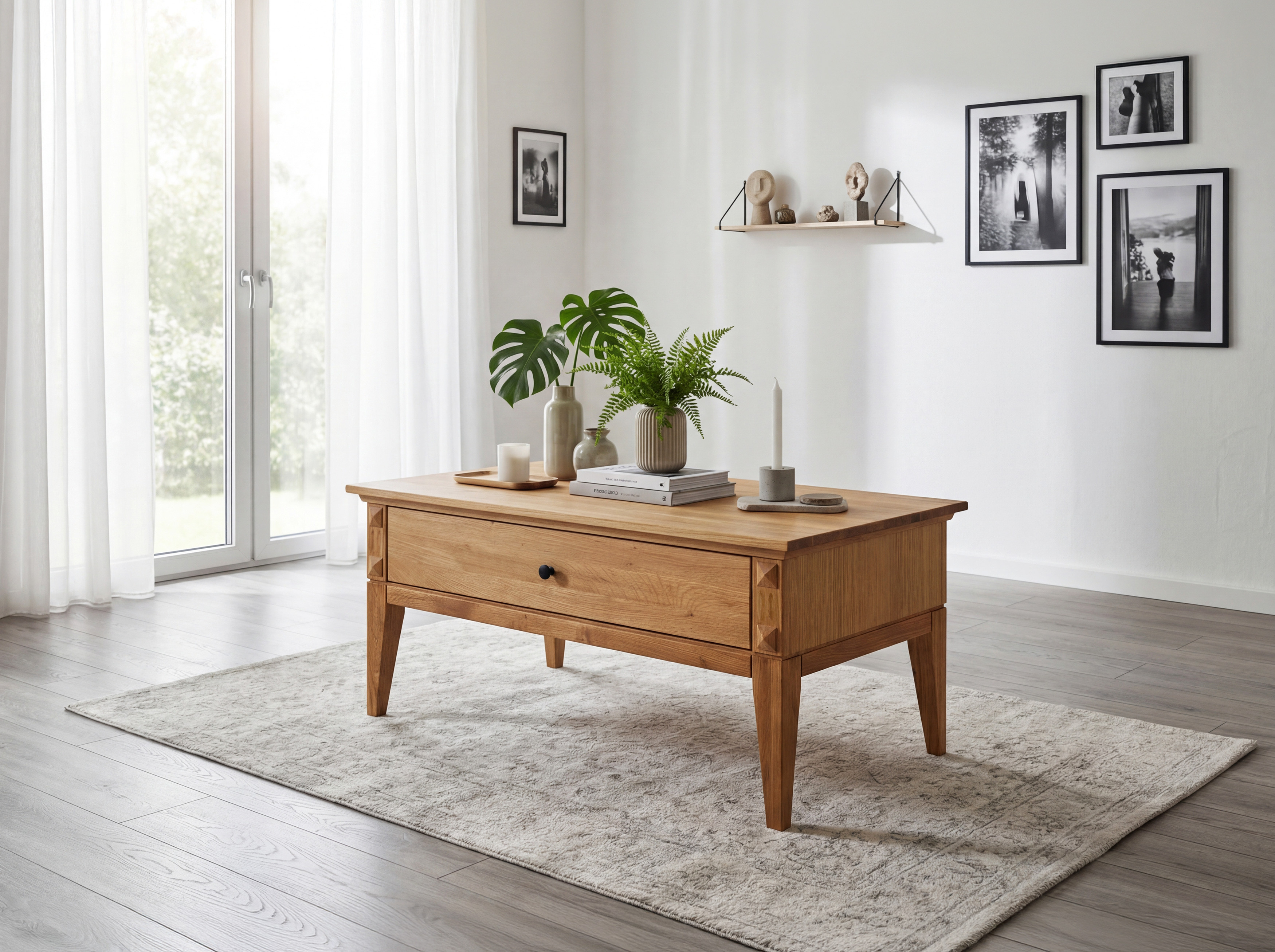 Dohányzóasztal tölgyfából Gaja részlet