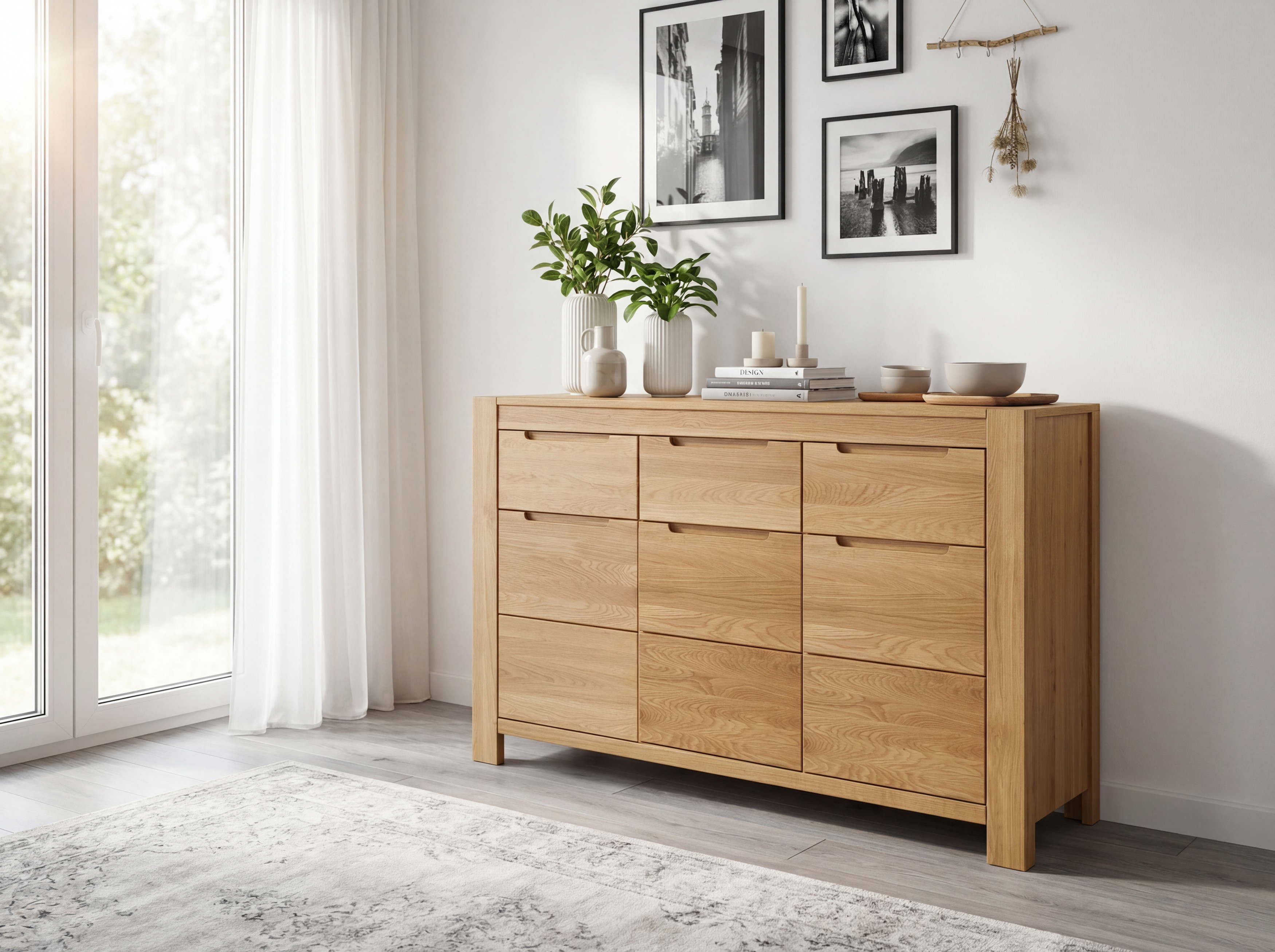 Kommode mit 3 Schubladen Eiche Weiß, Kollektion Koper