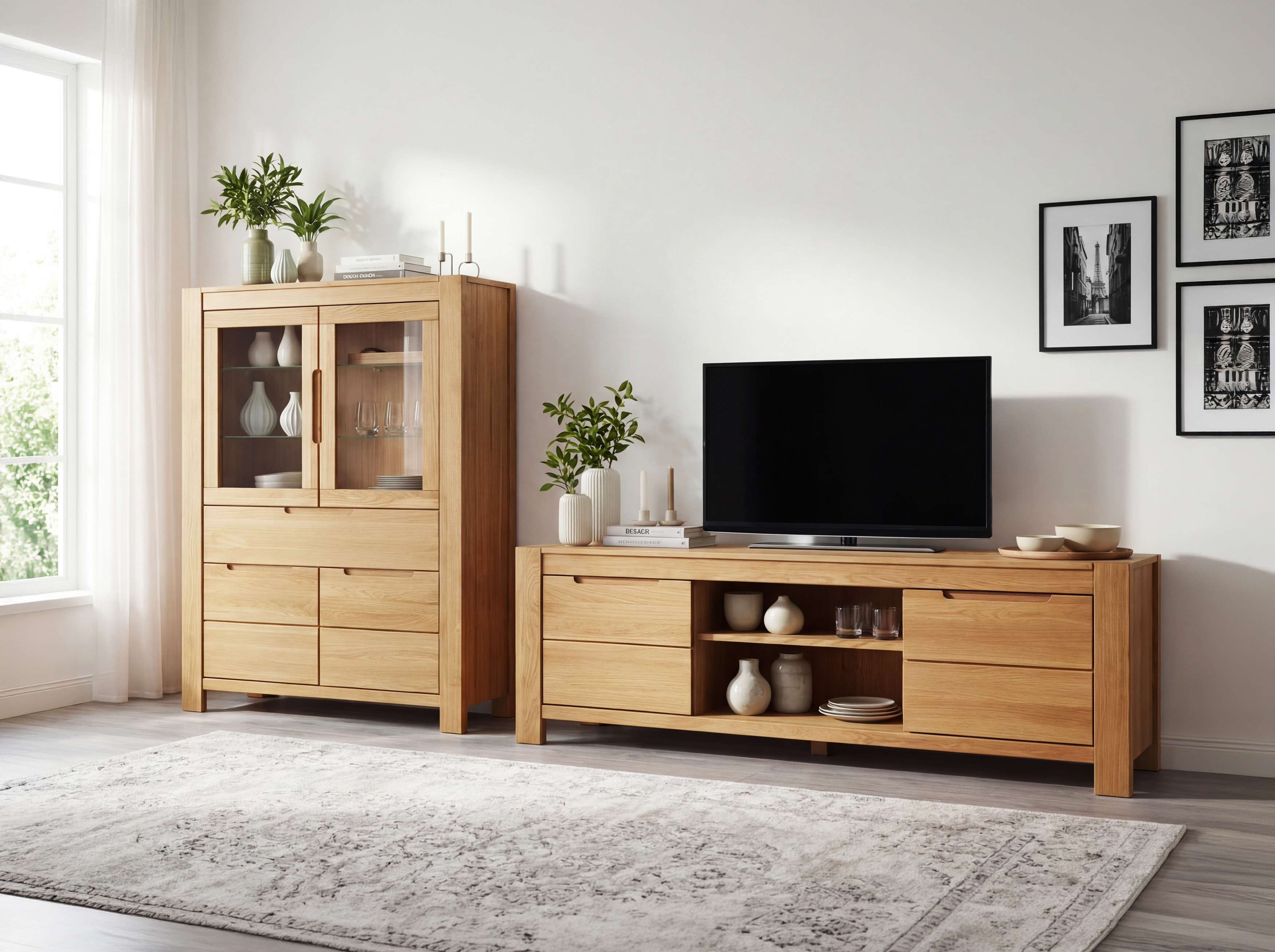 Eichen TV-Kommode 200 cm breit