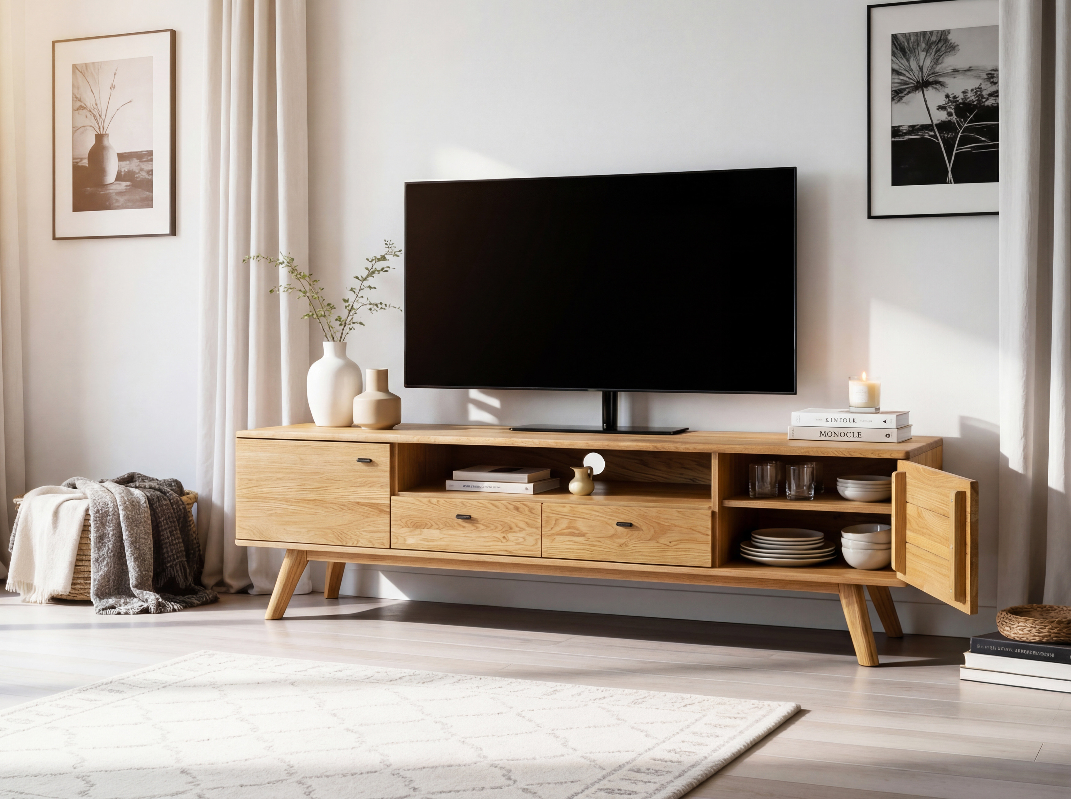 Massive TV-Kommode auf Beinen - 200 cm Modell Janosik Typ 26