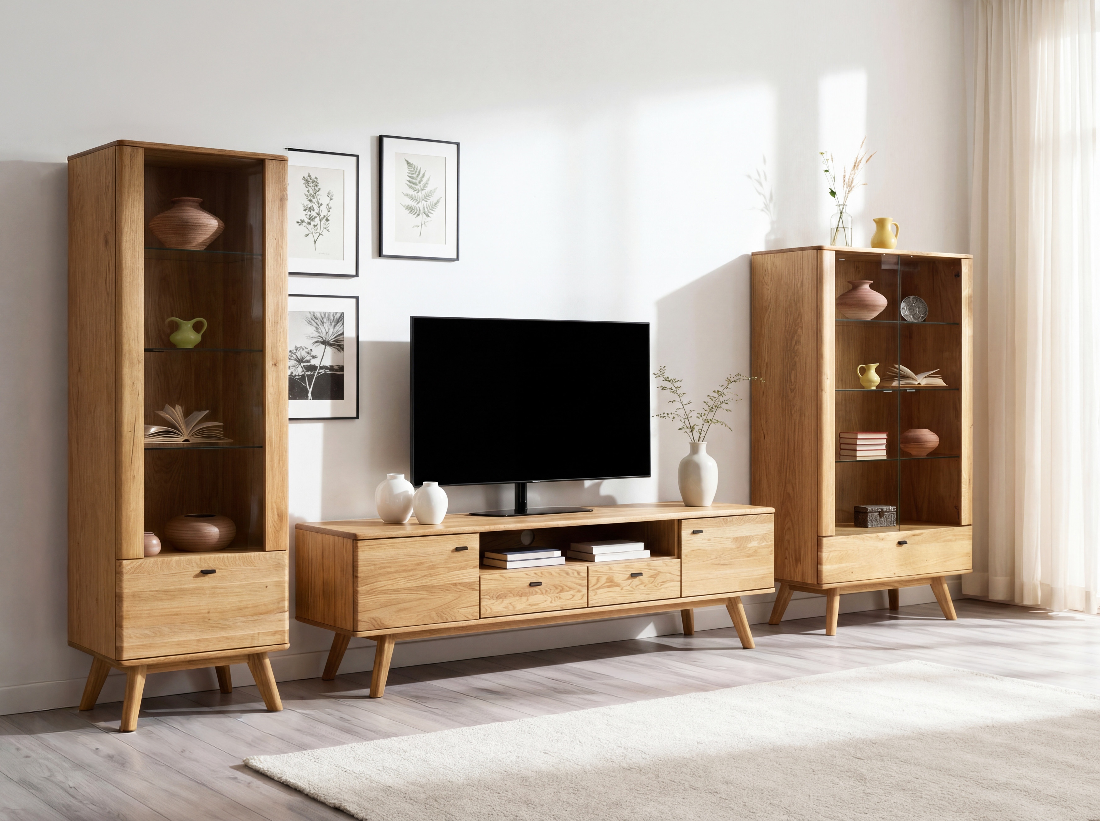 Wohnwand Jánošík aus massiver Eiche