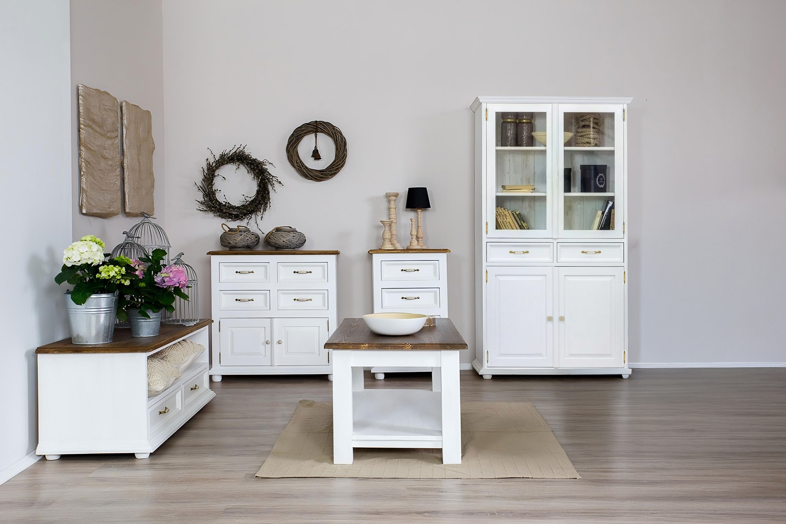 Dvojdverová vitrína Provence - drevená so sklom