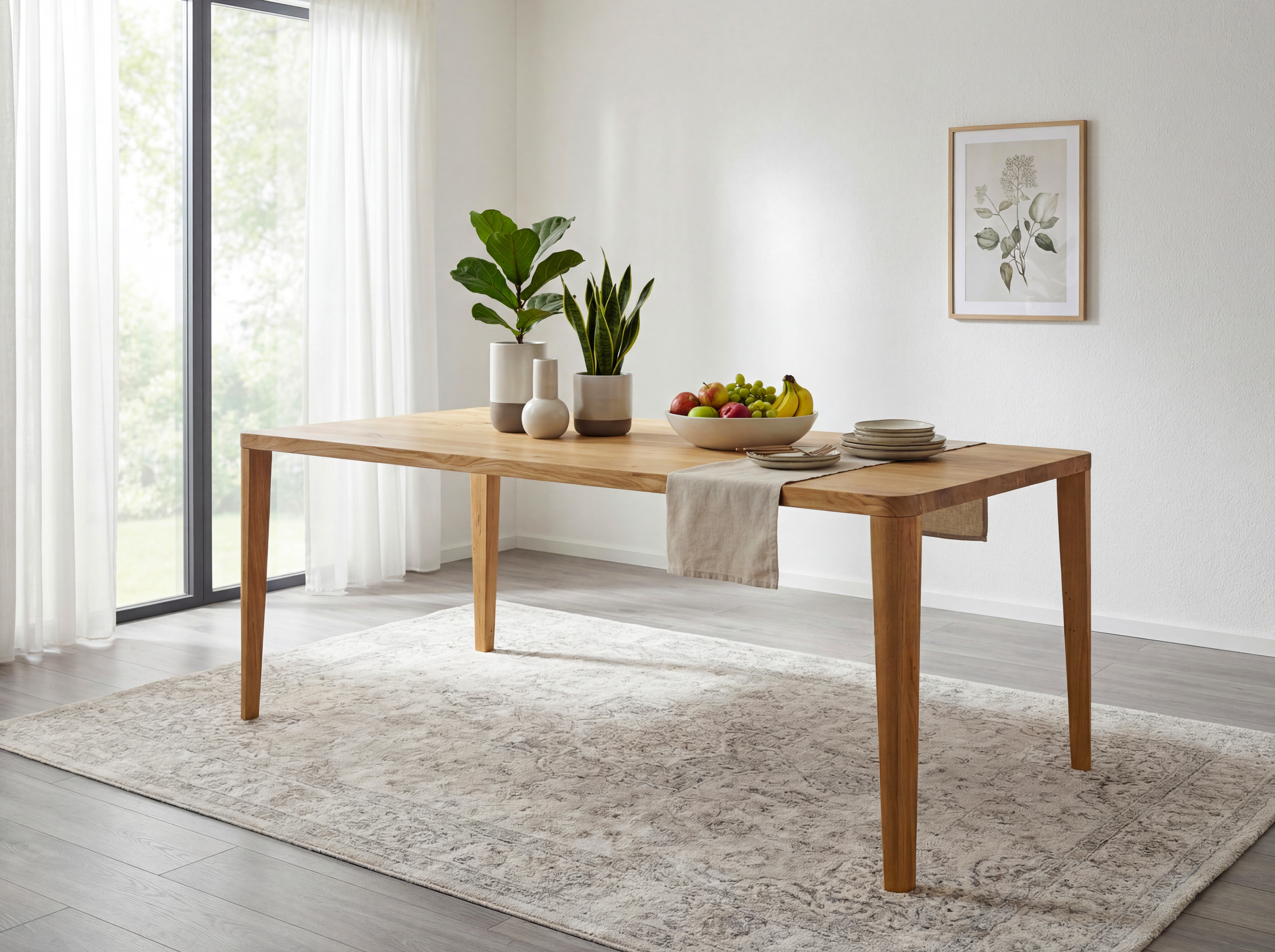 Jedálenský stôl zaoblený dub 200 x 95 cm