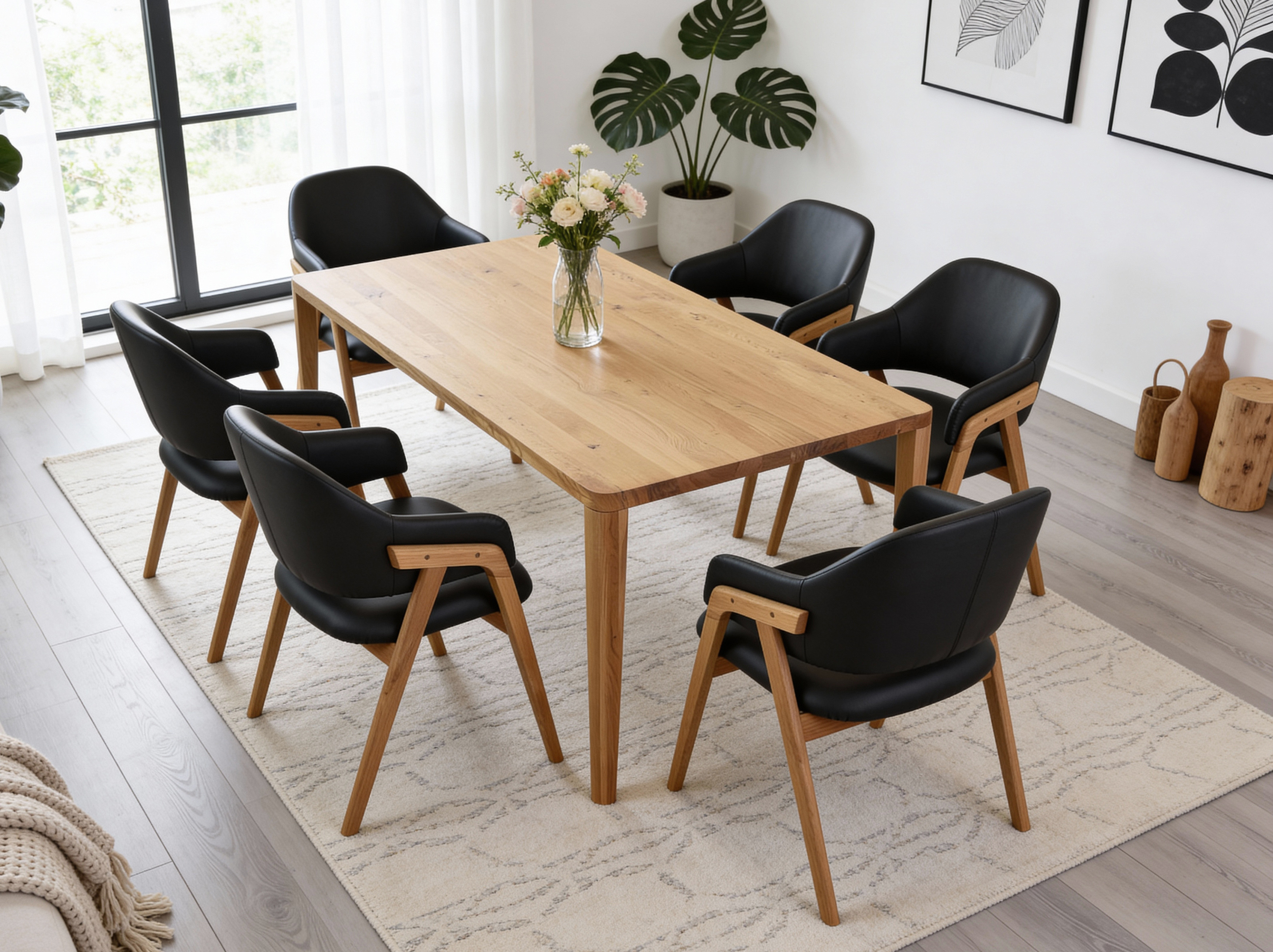 Masívny dubový jedálenský stôl