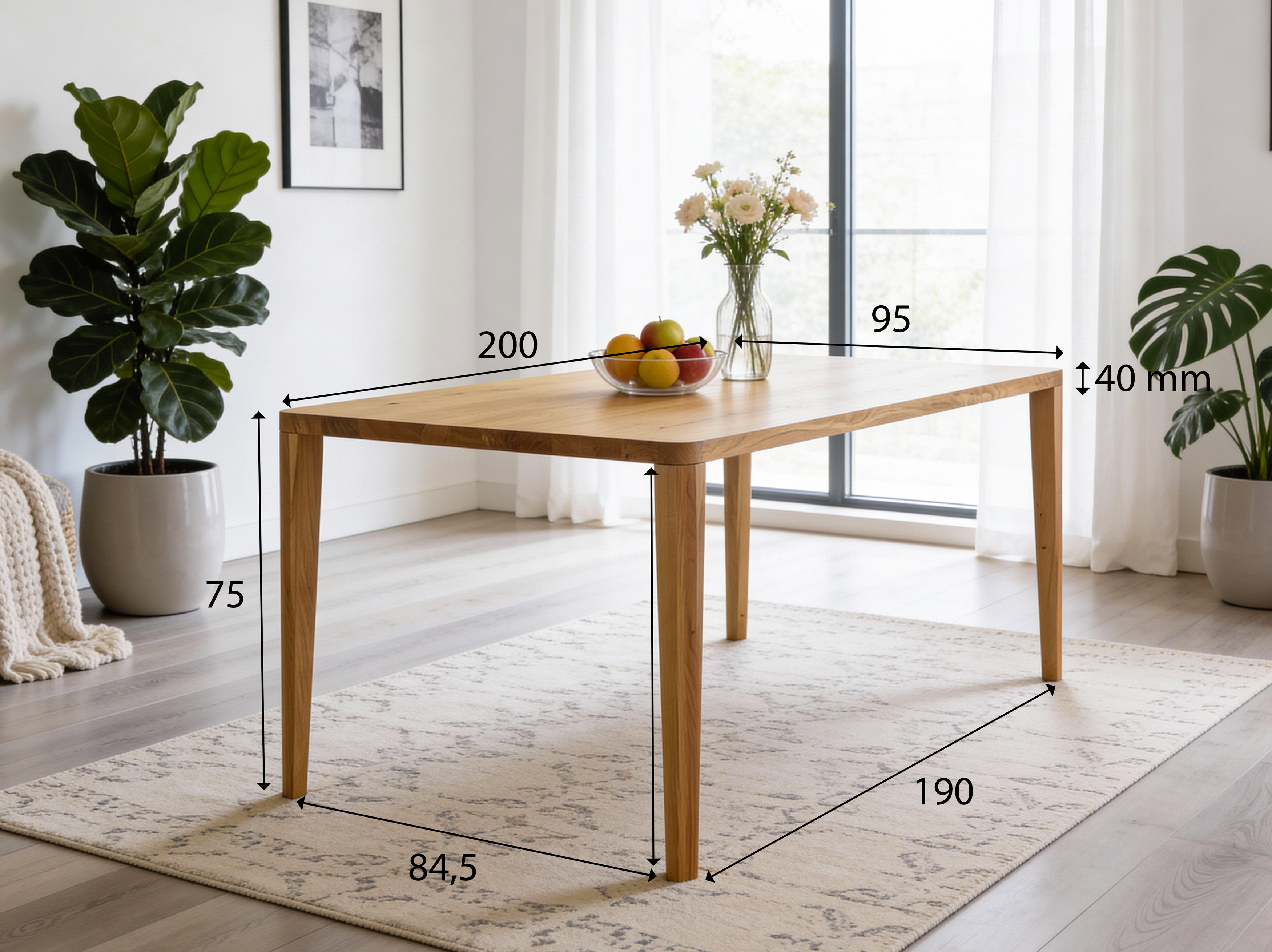 Dubový stôl do jedálne