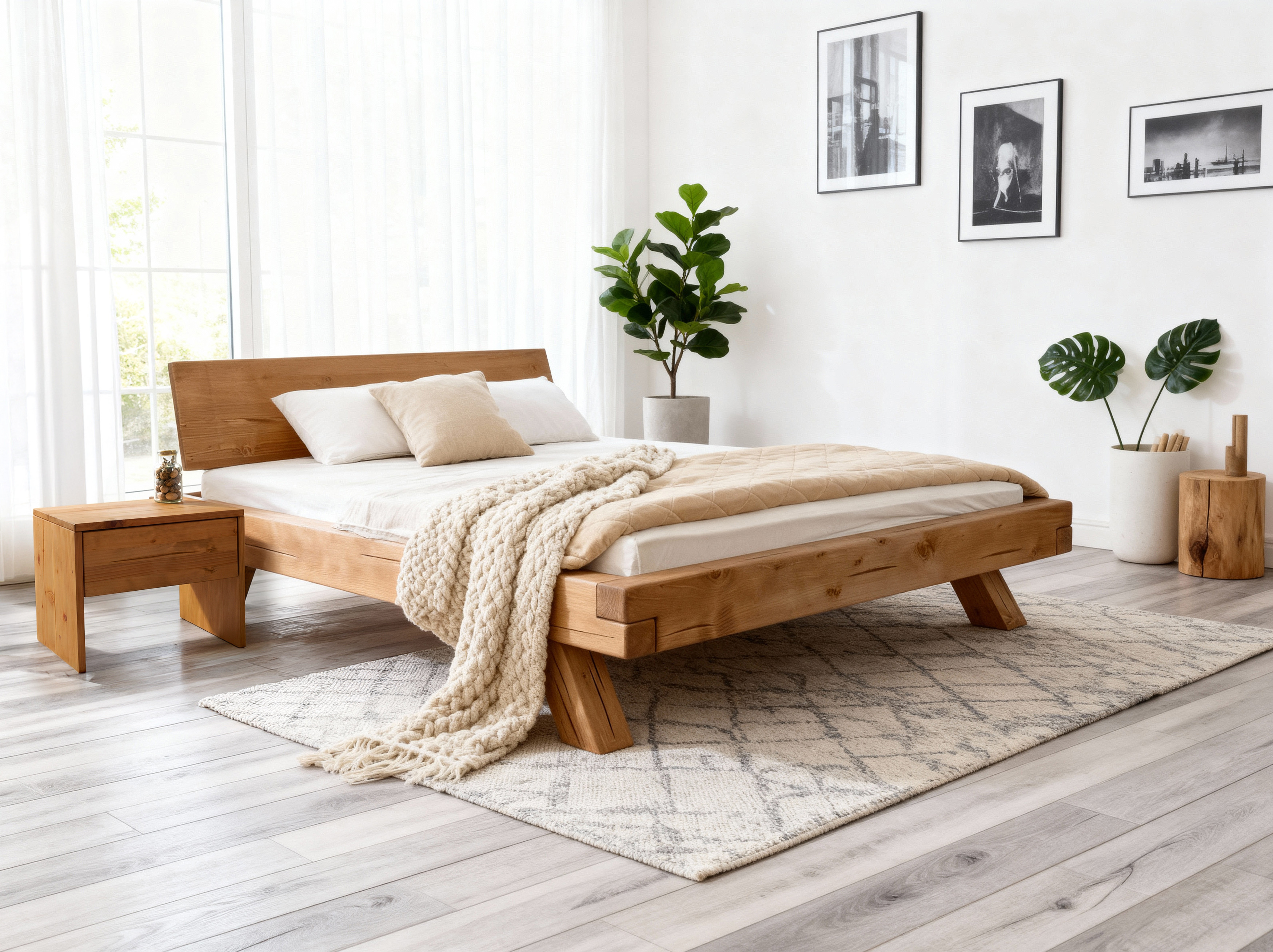 Massiver Fichten-Nachttisch