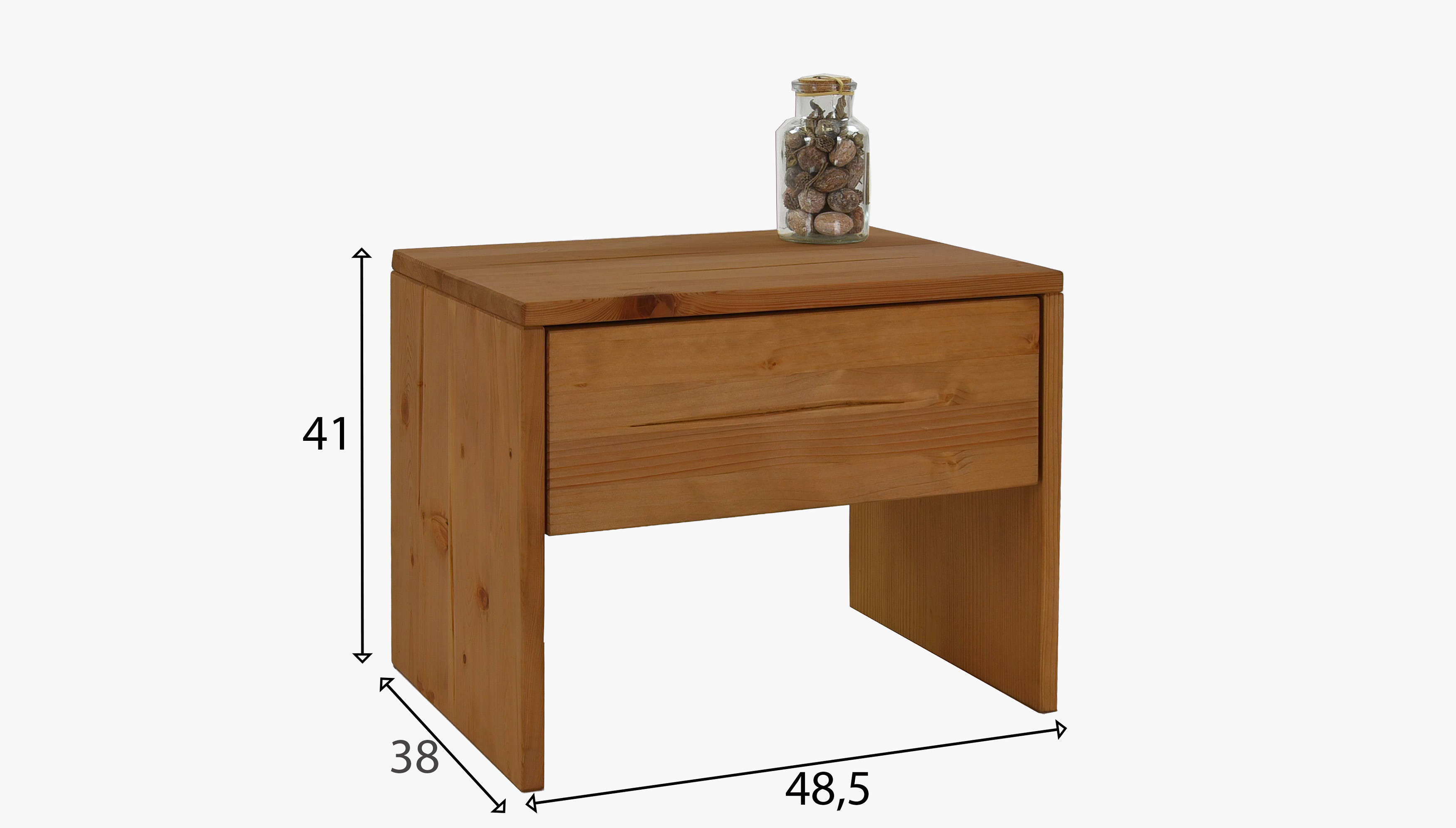 Fichten-Nachttisch im Interieur