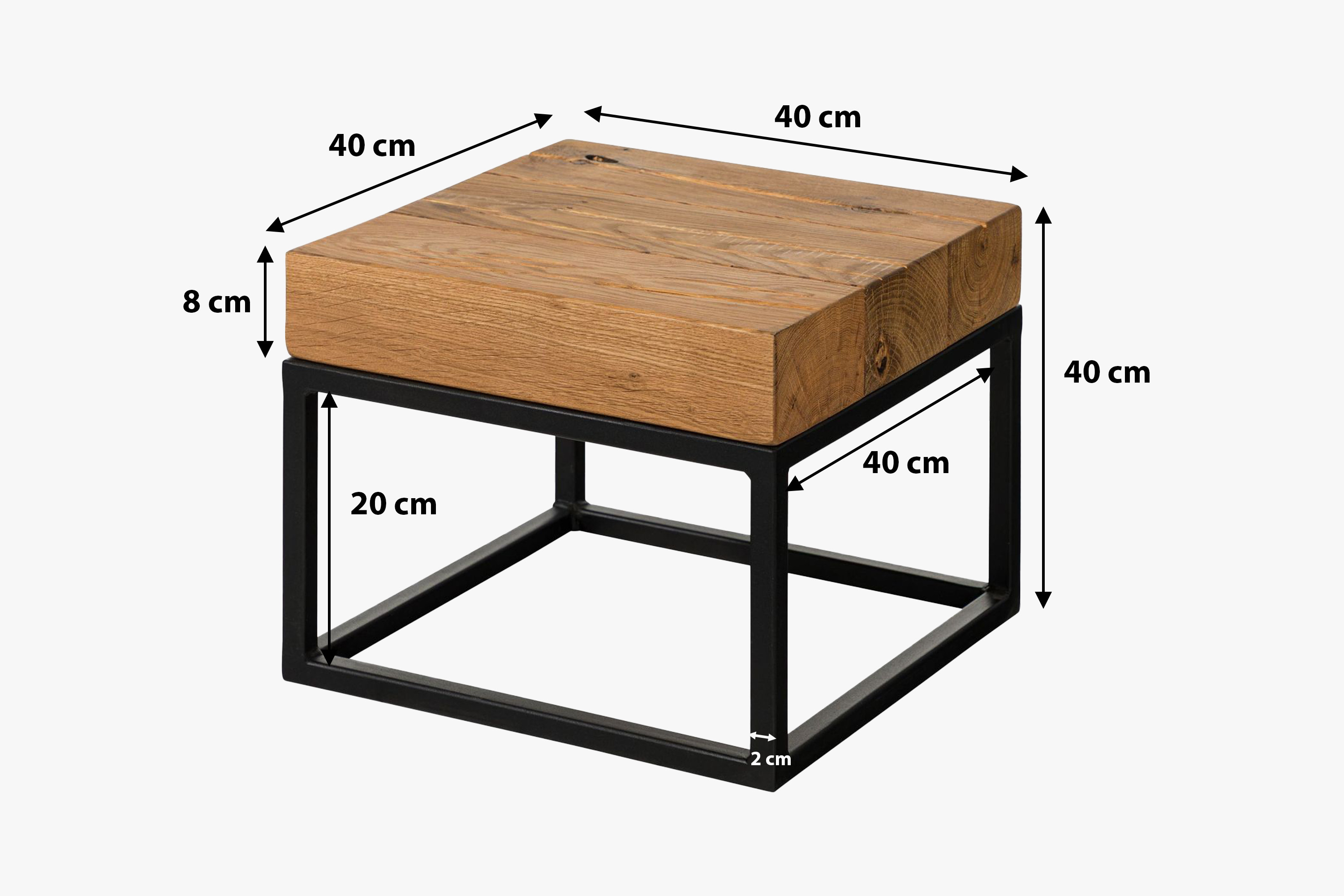 Industrieller Tisch aus massivem Eichenholz