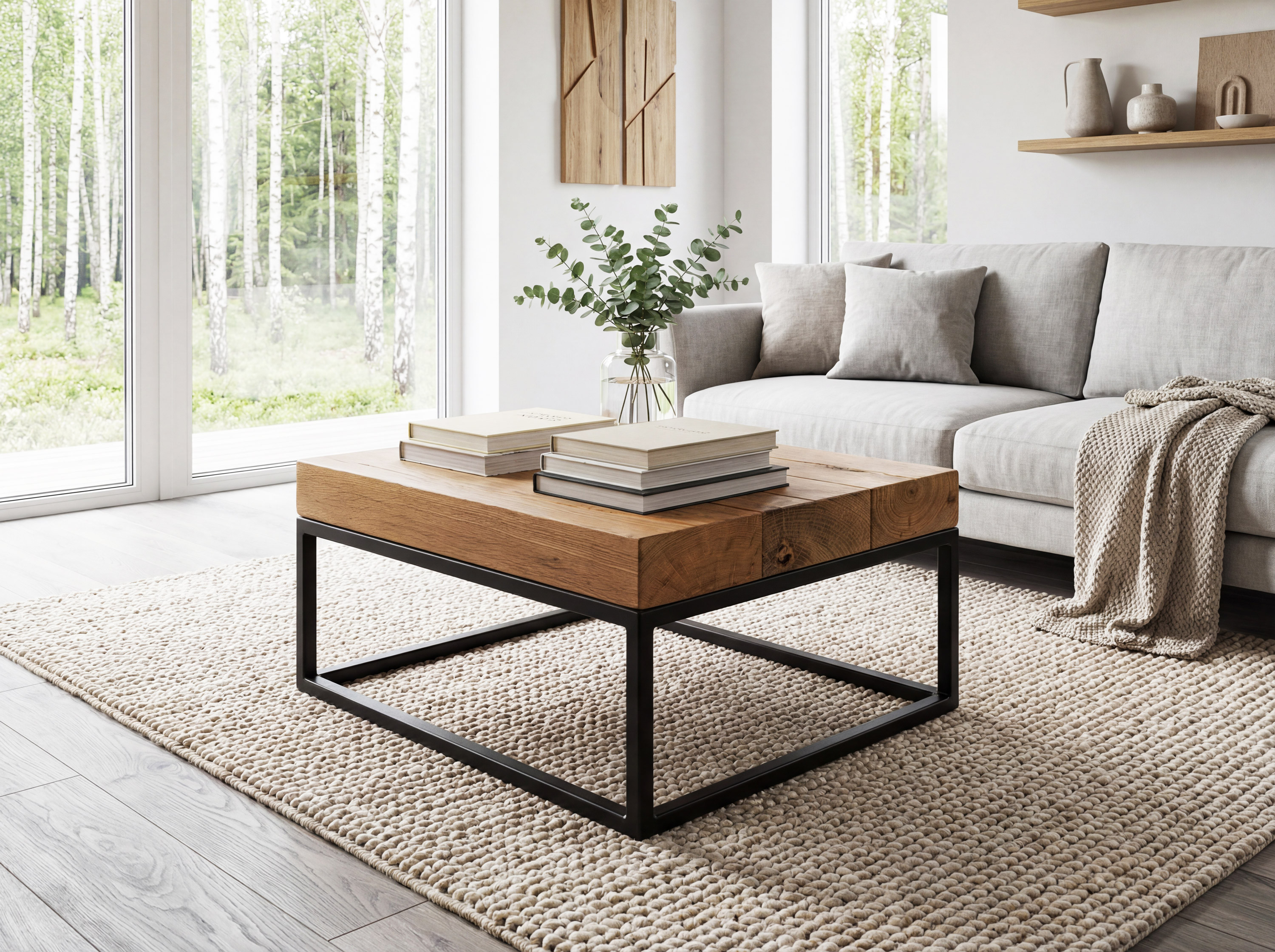 Couchtisch aus Eichenbalken 40x40 cm