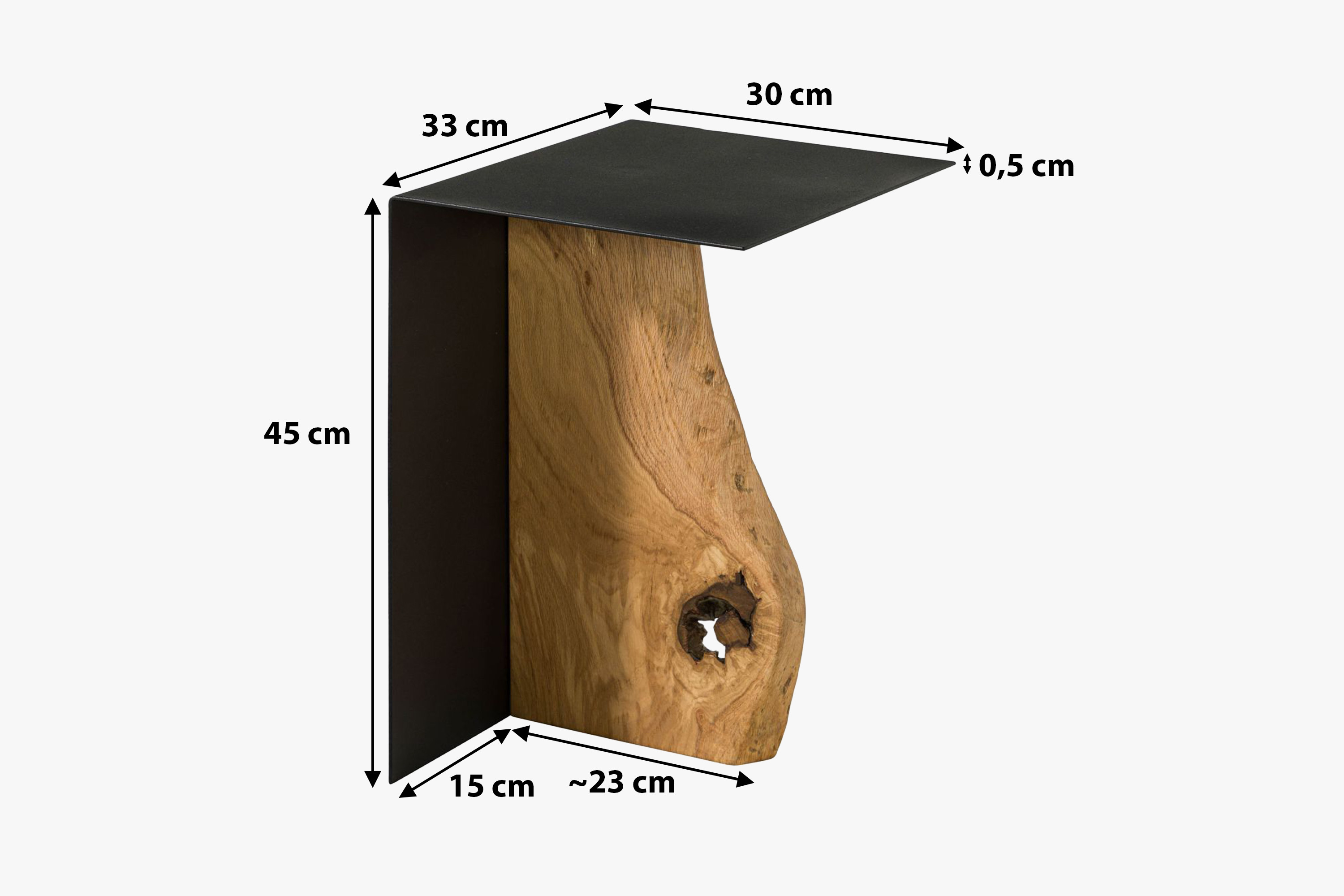 Kleiner Tisch aus Eiche und Metall