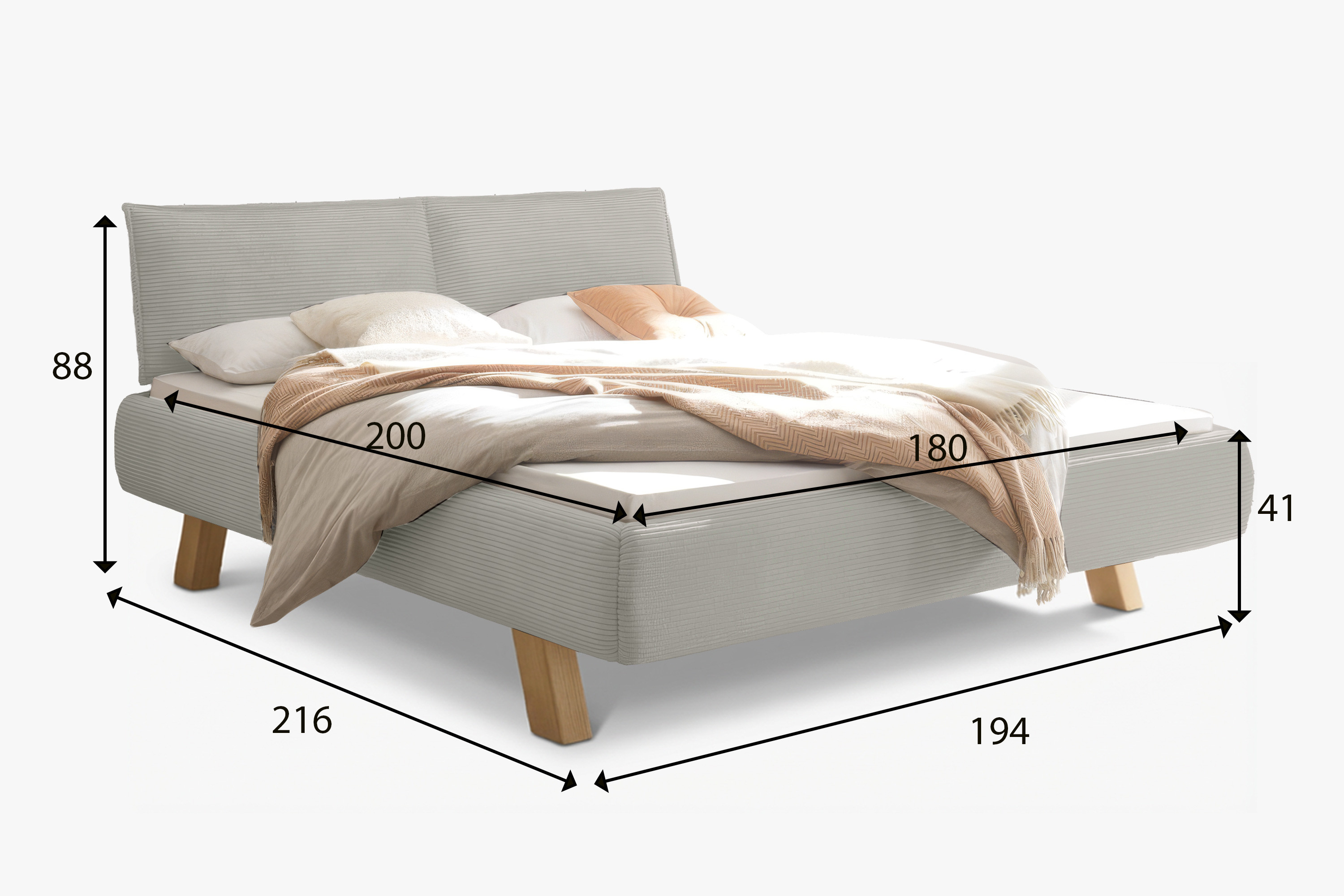 Polstertes Schlafzimmerbett beige