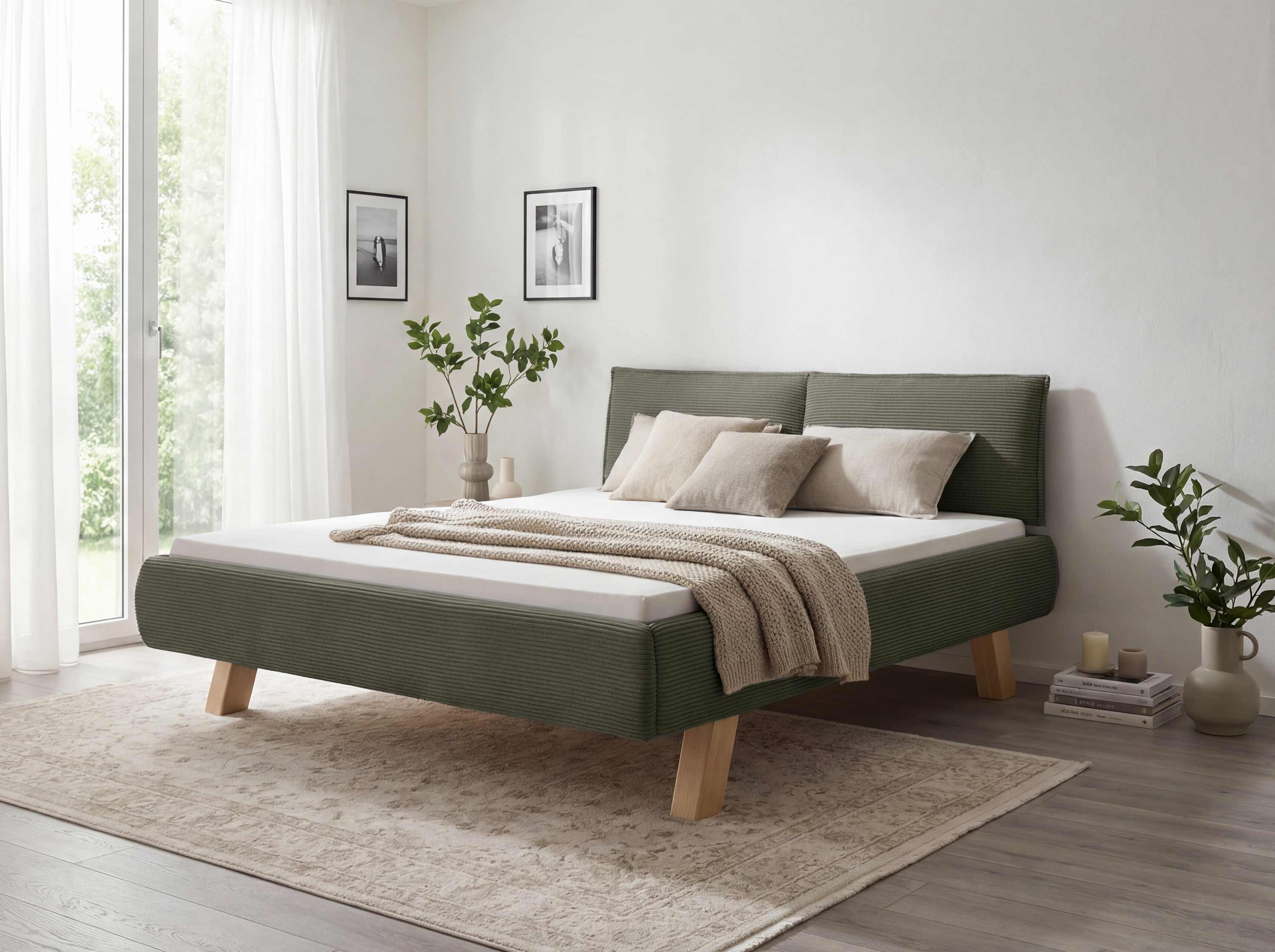 Manželská čalúnená posteľ zelená 180x200