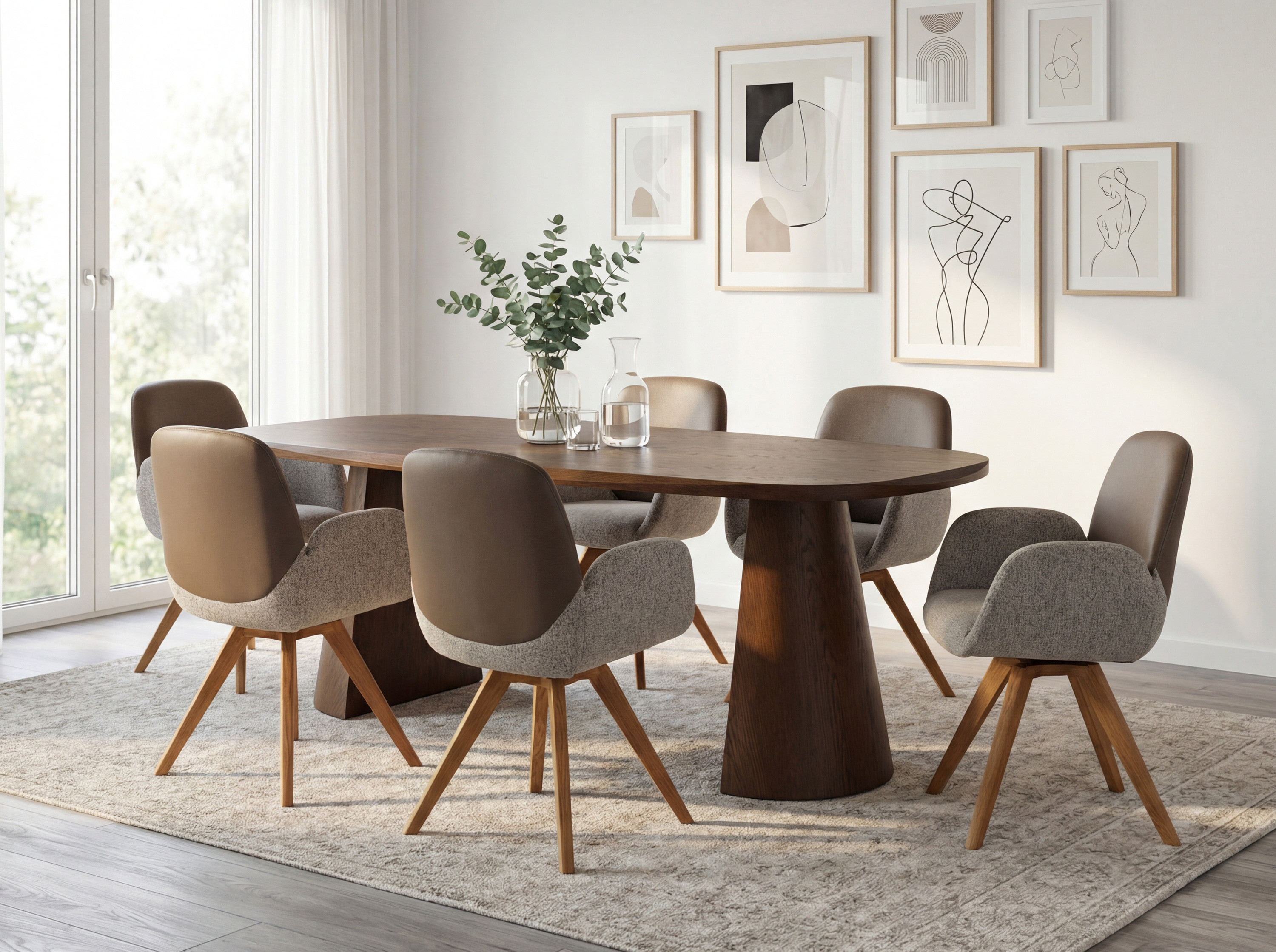 Dió étkezőasztal tömör asztallappal az étkezőbe