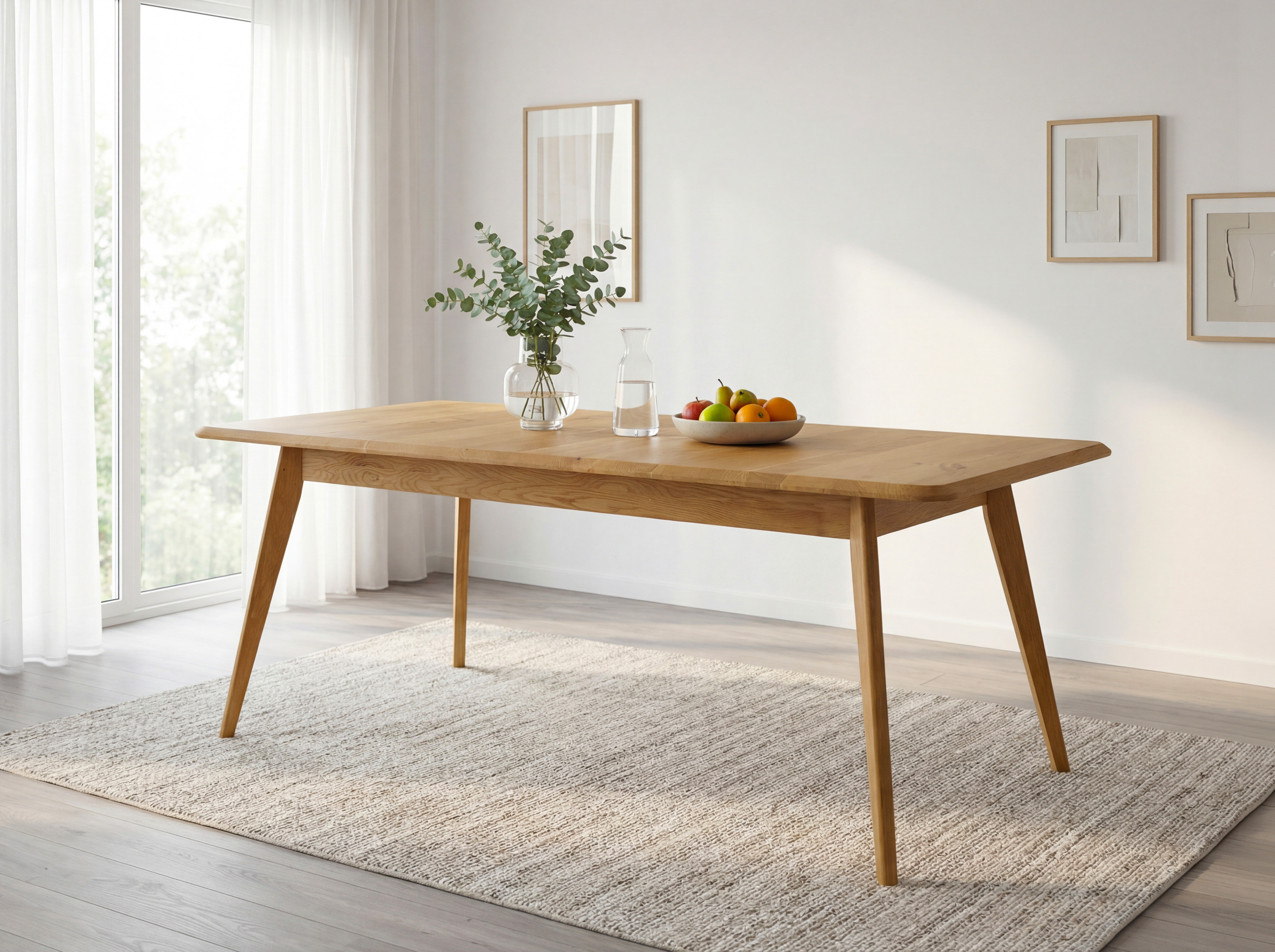 Drevený dubový stôl 180x90 cm so šikmými nohami