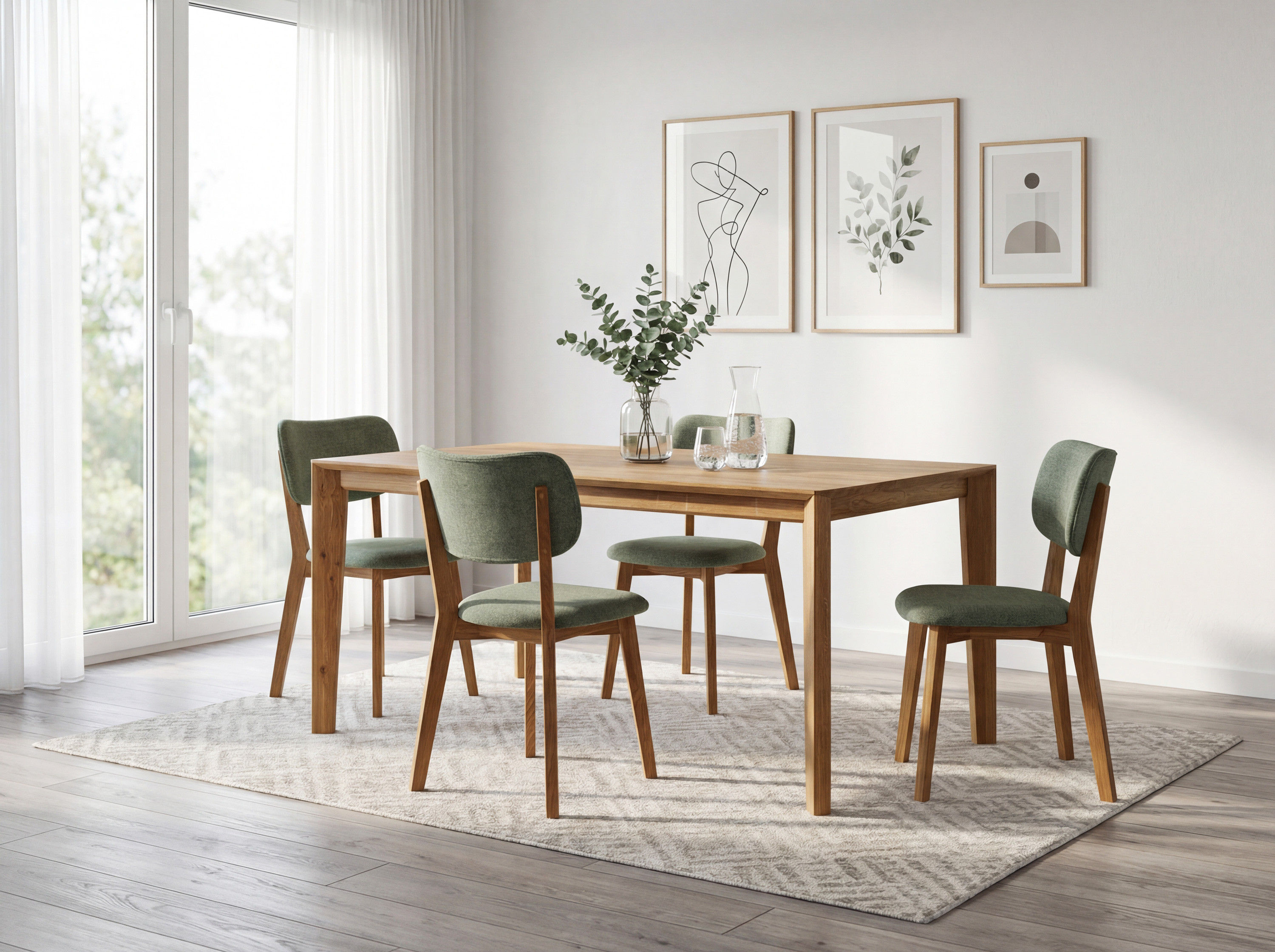 Lenka tömör tölgy kárpitozott szék Diosa Easy Clean szövettel