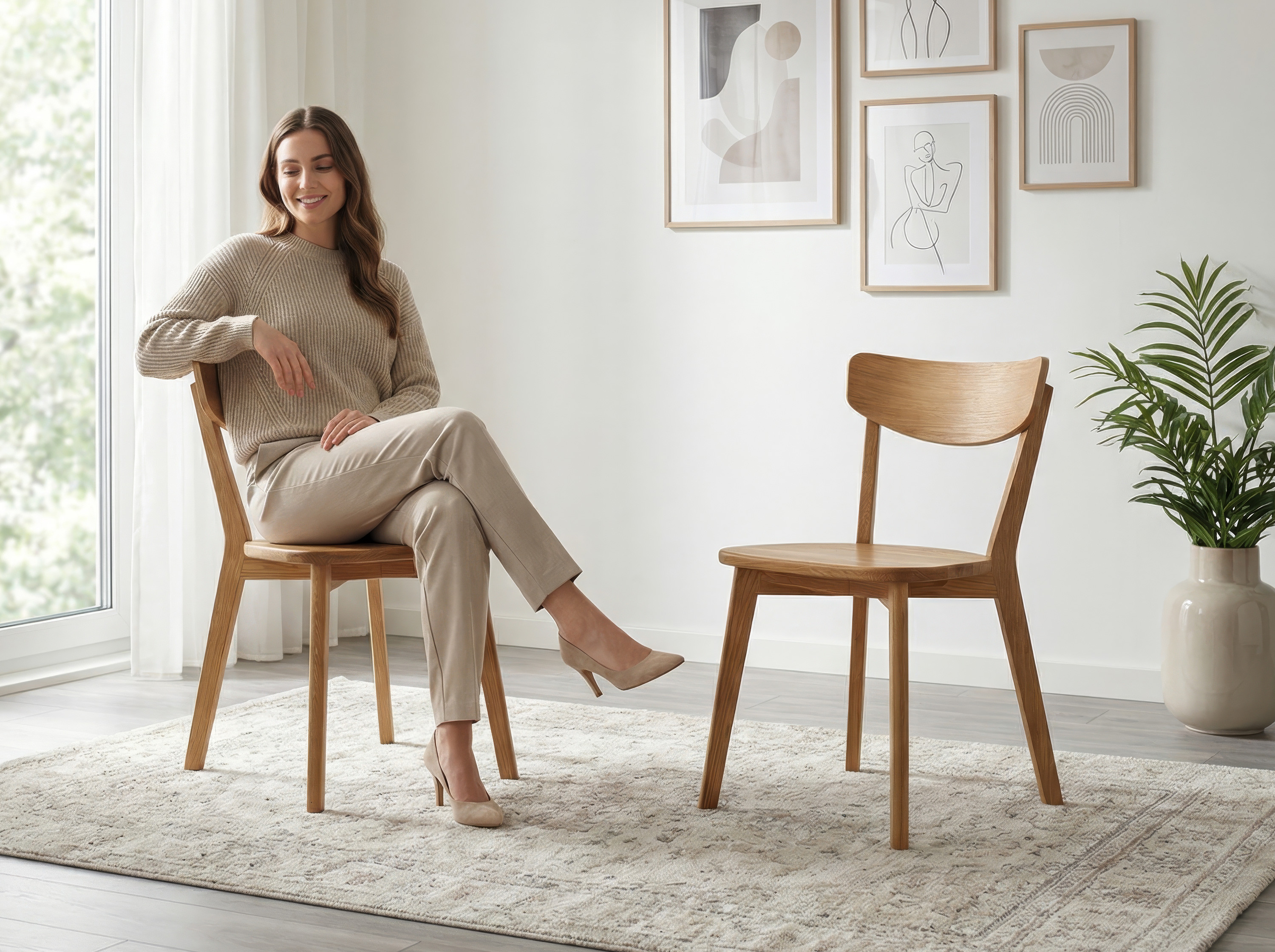 Massiver Eichenstuhl Hanka fürs Esszimmer