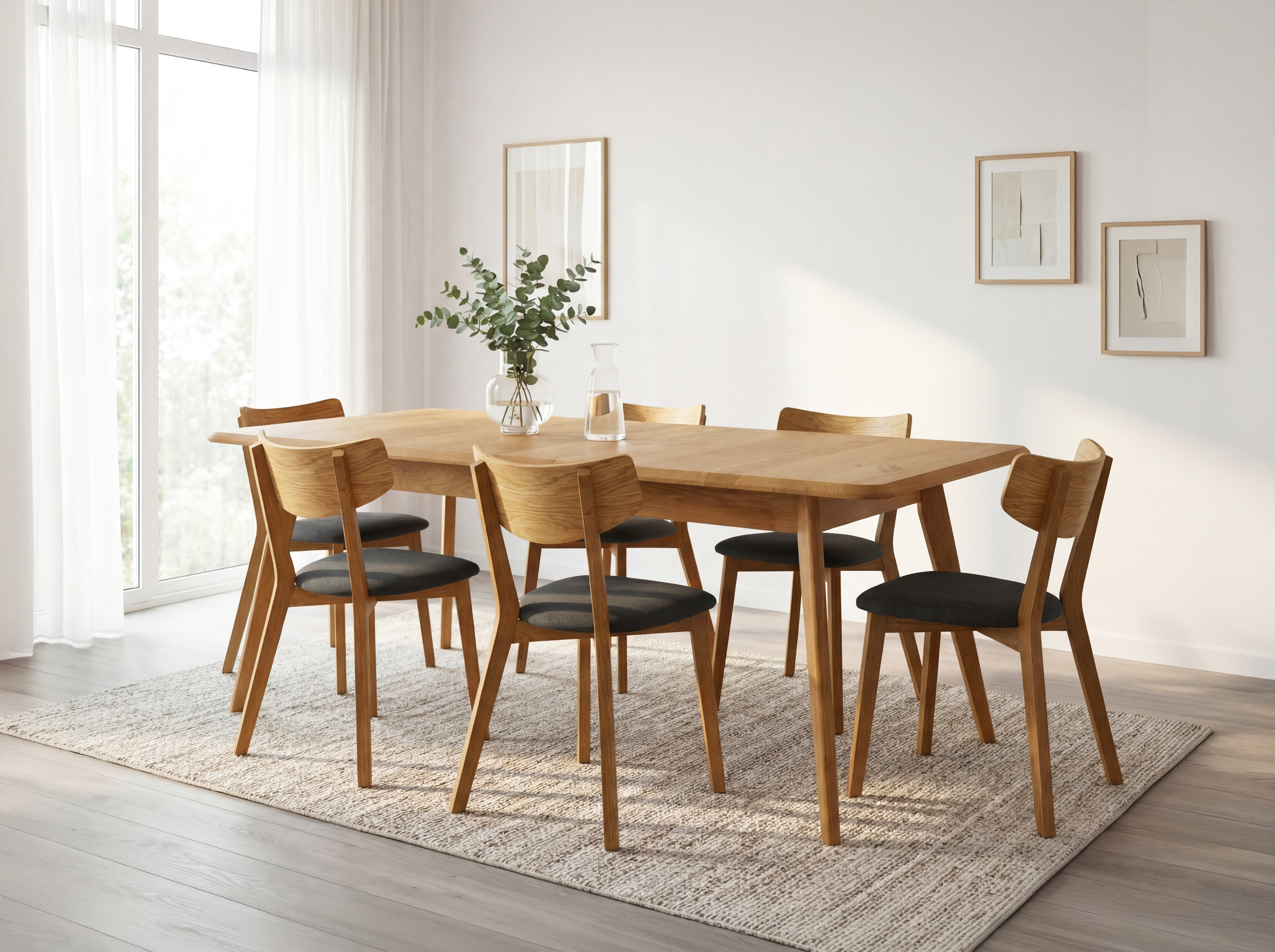 Bratislava étkezőgarnitúra – tölgyfa asztal és Jonathan székek