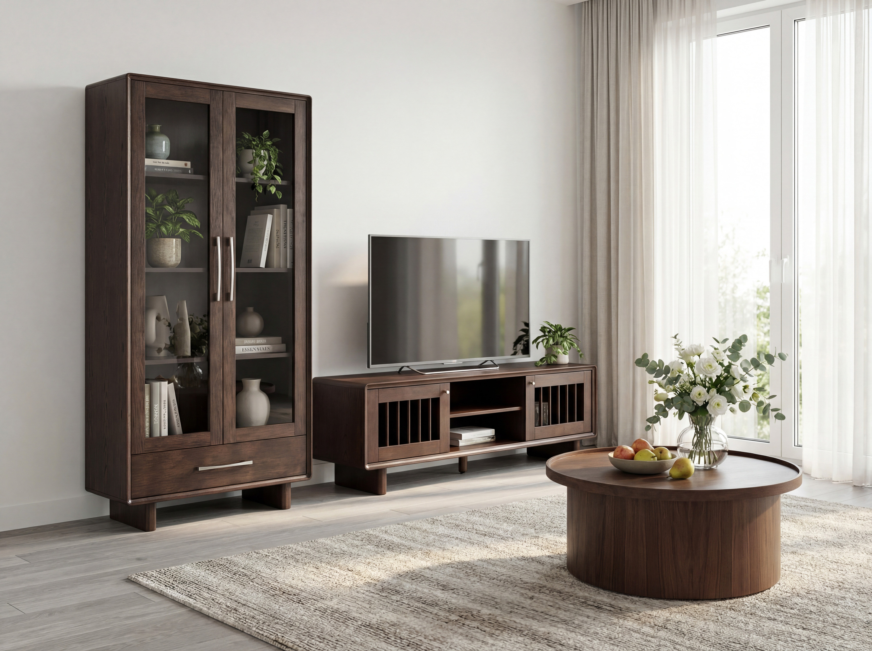 Dió színű tölgyfa dohányzóasztal, Ø 80 cm, henger alakú