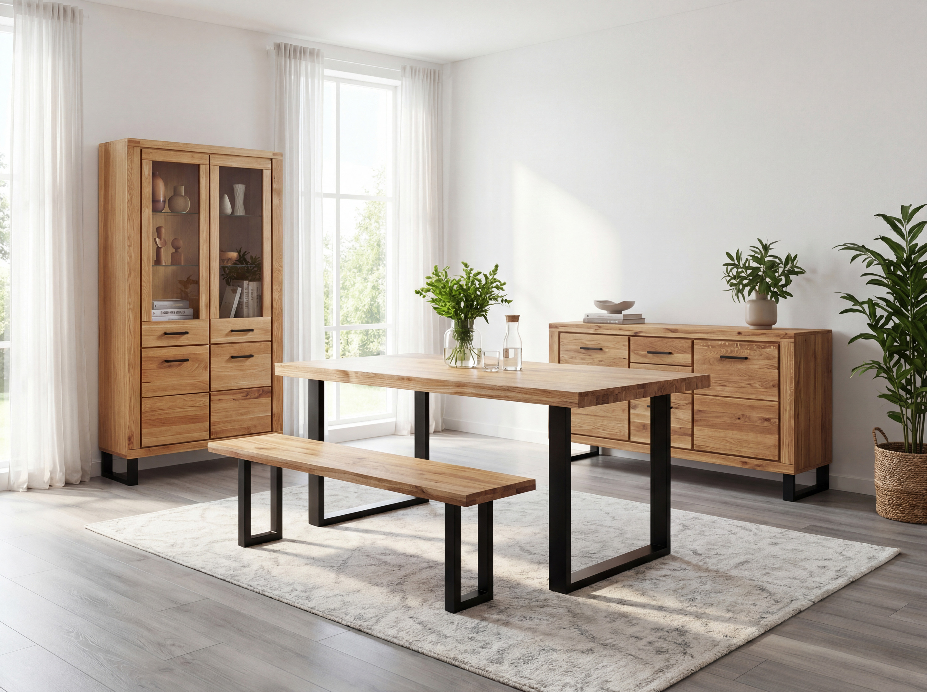 Verglaste zweiturige Vitrine Martina – Maße 108 × 40 × 199 cm