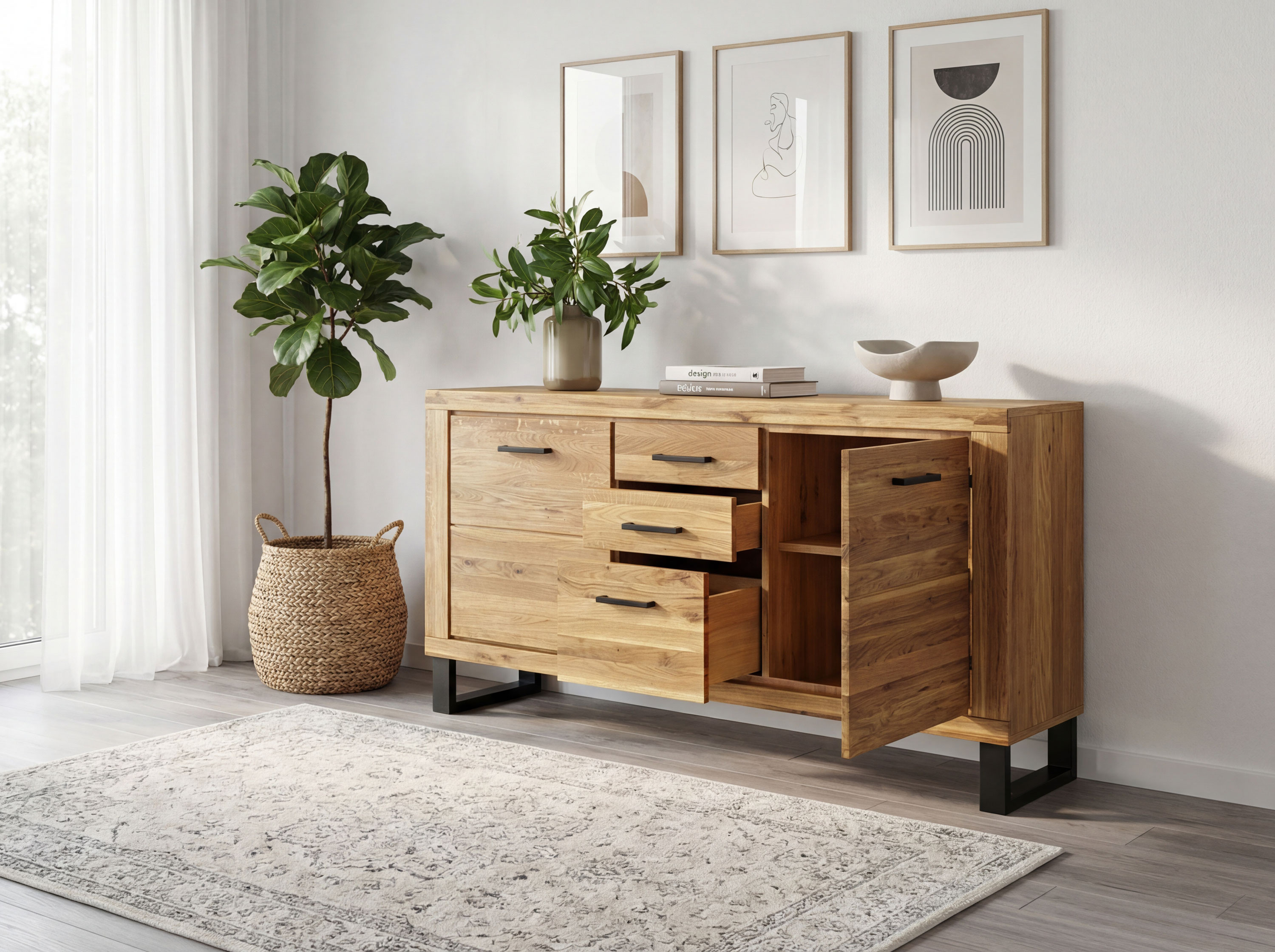 Martina tölgyfa komód lábakkal hálószobába