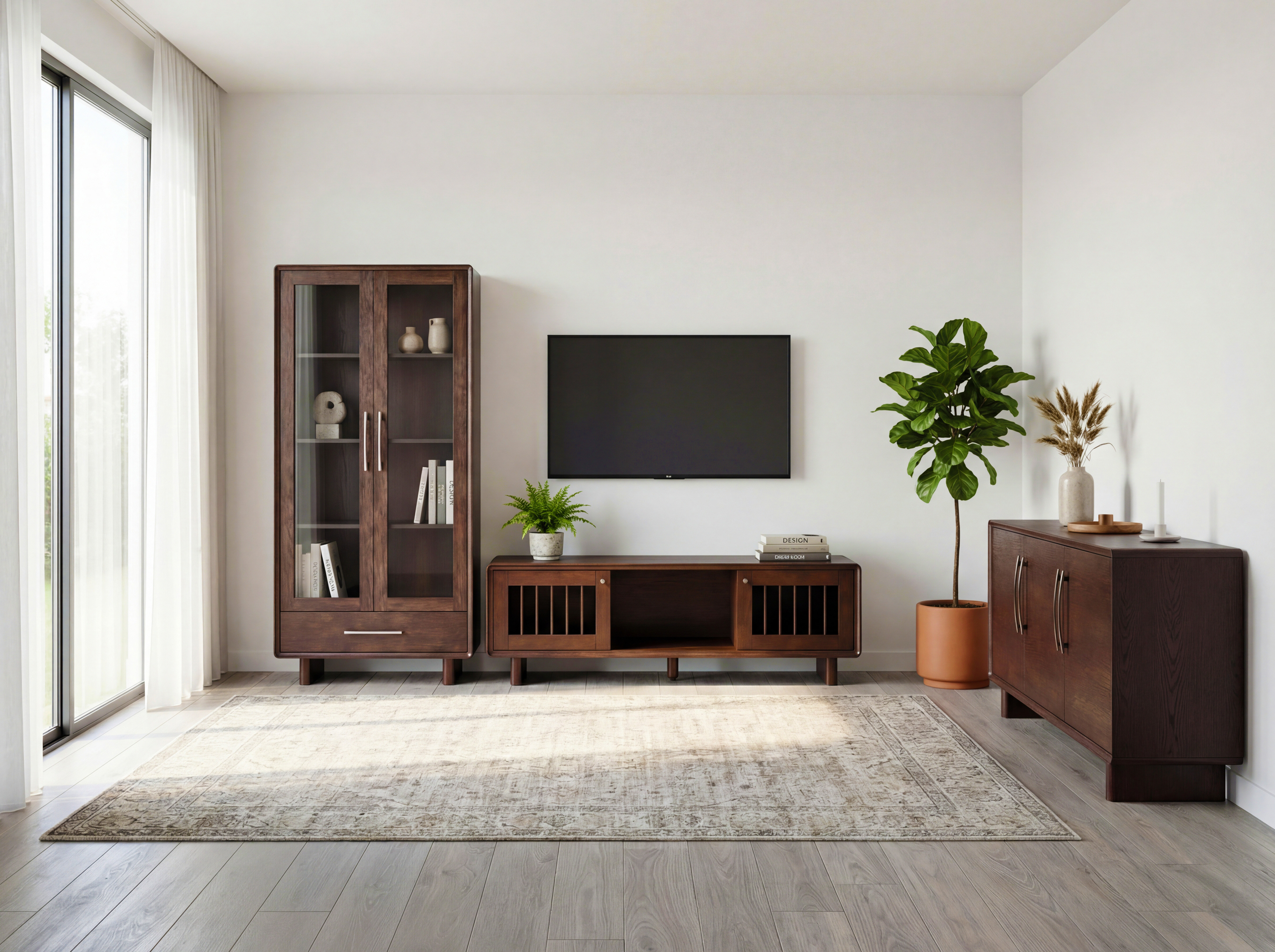 Koper dió vitrineszekrény üvegajtóval – részletkidolgozás