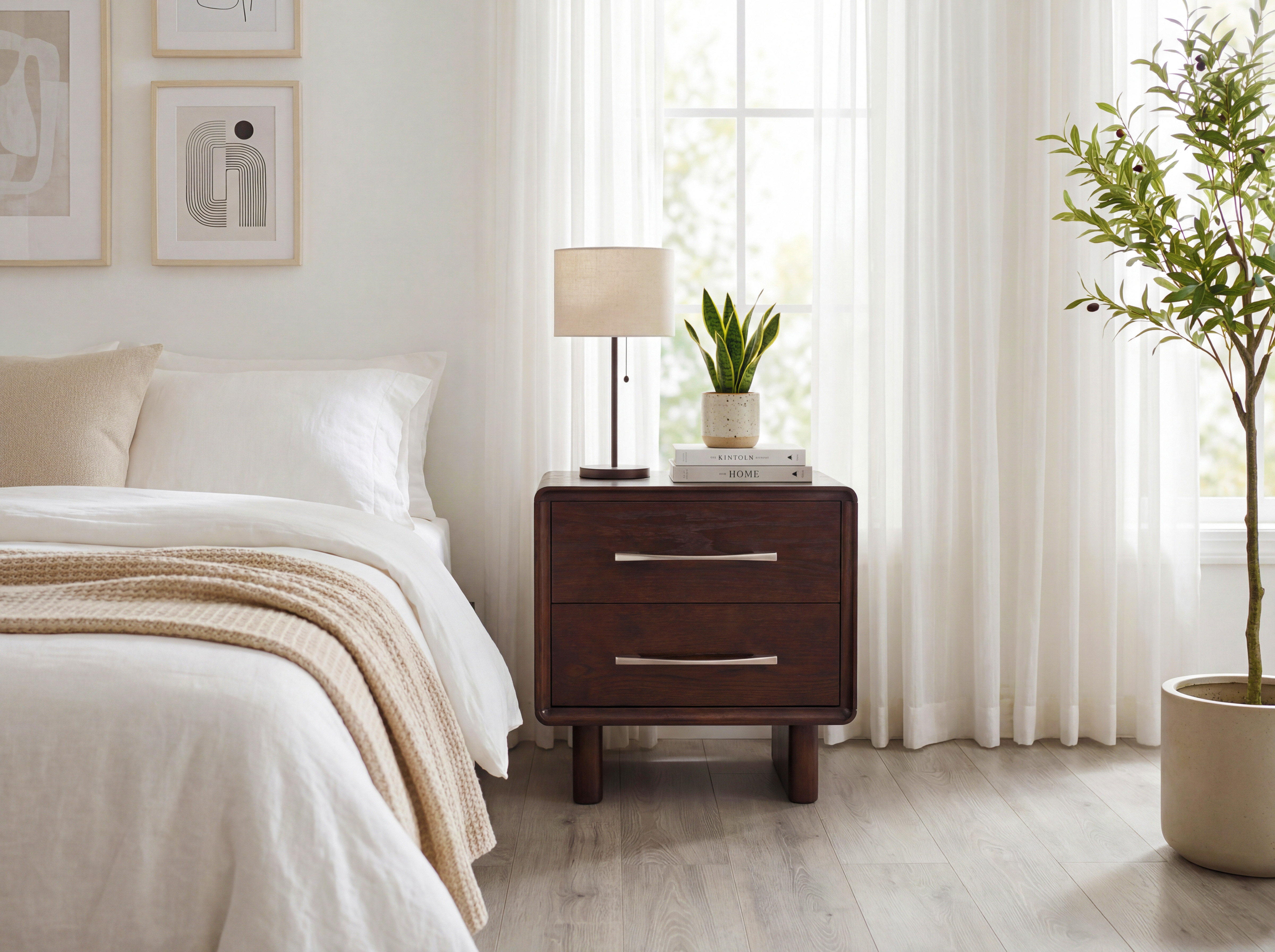 Design éjjeliszekrény Koper 2 fiókkal dió színben