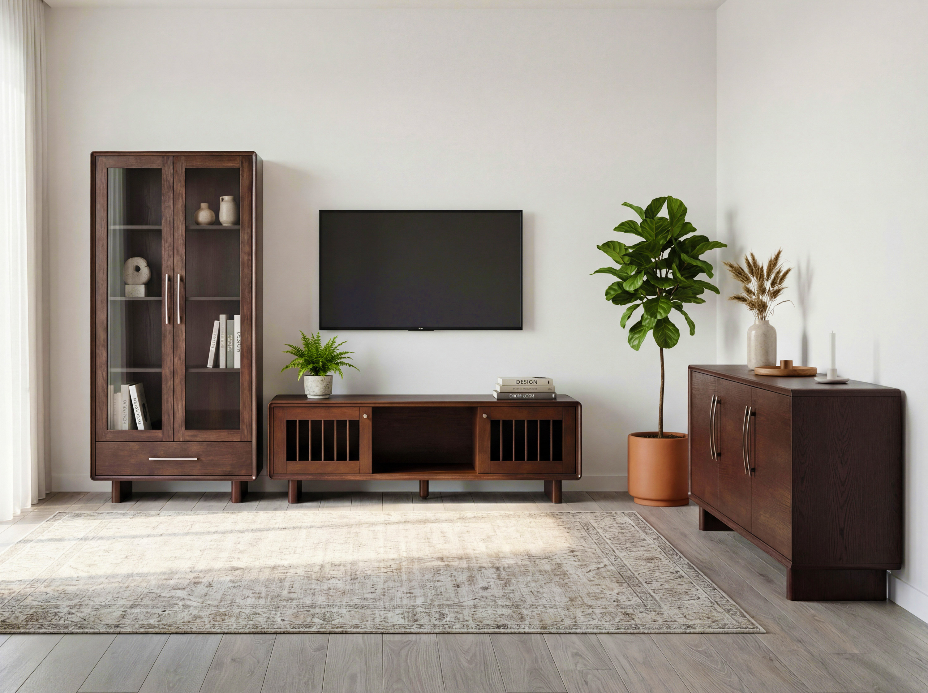 Kommode Koper Nussbaum mit drei Türen – Detail der Verarbeitung