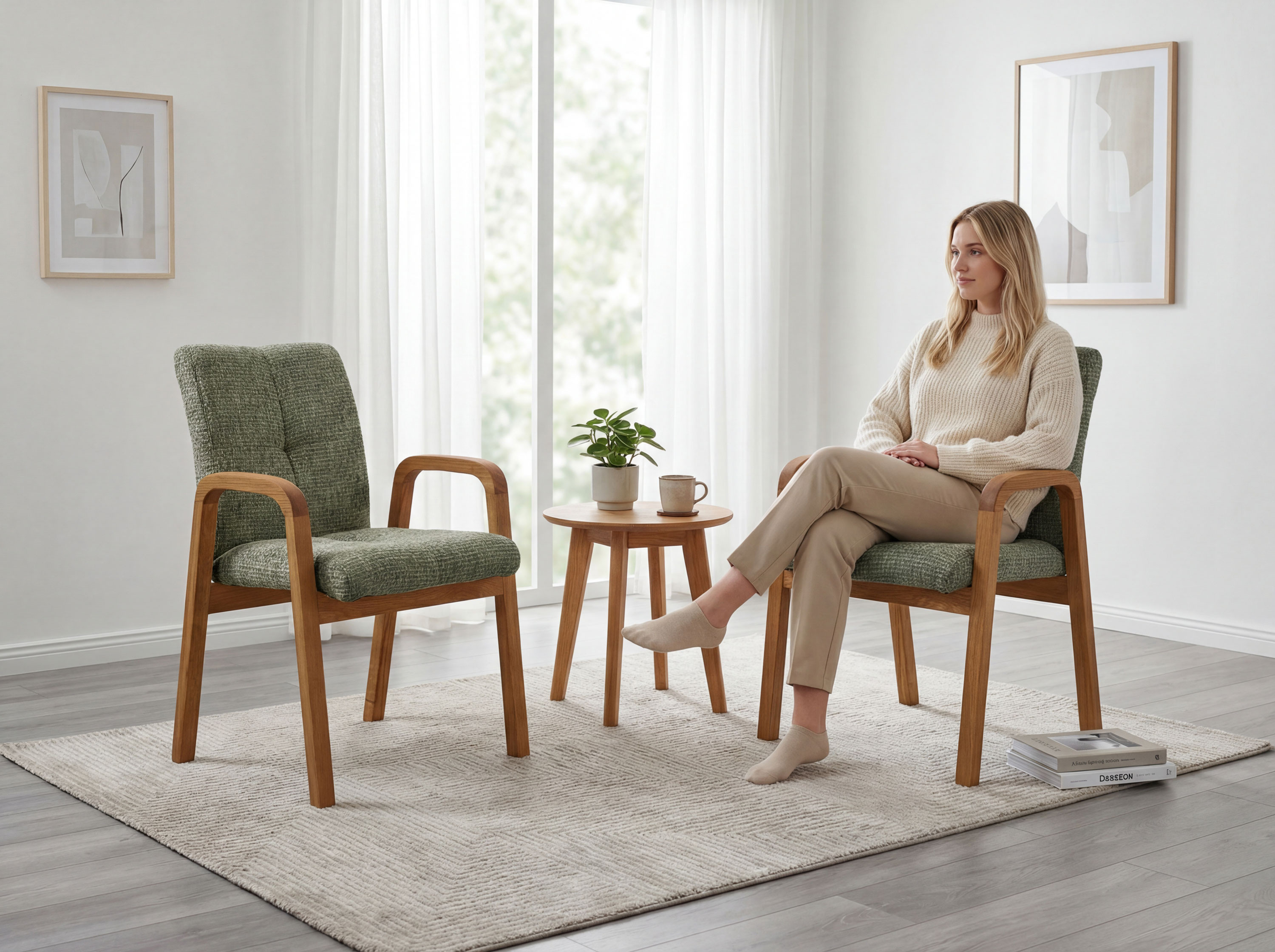 Gepolsterter Eichenstuhl mit Armlehnen Ori